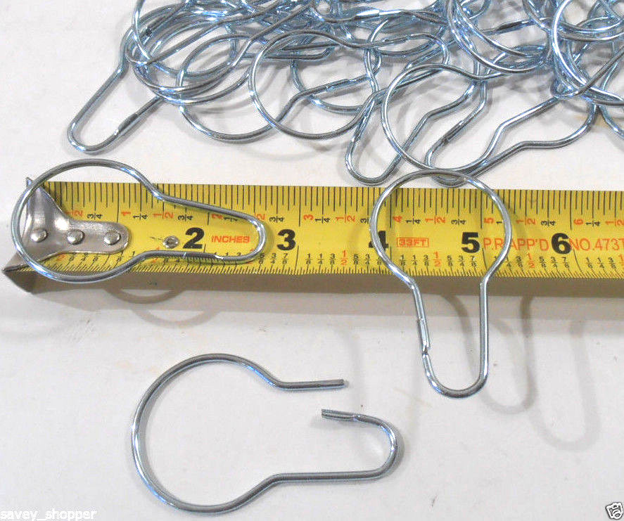 SHOWER HOOKS 12 PC. CHROME PLATED SHOWER CURTAIN HOOKS, RINGS