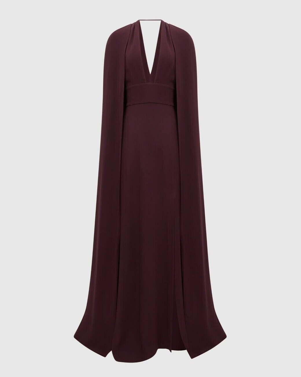 REISS Grace Maxi Dress with Detachable Cape in Burgundy