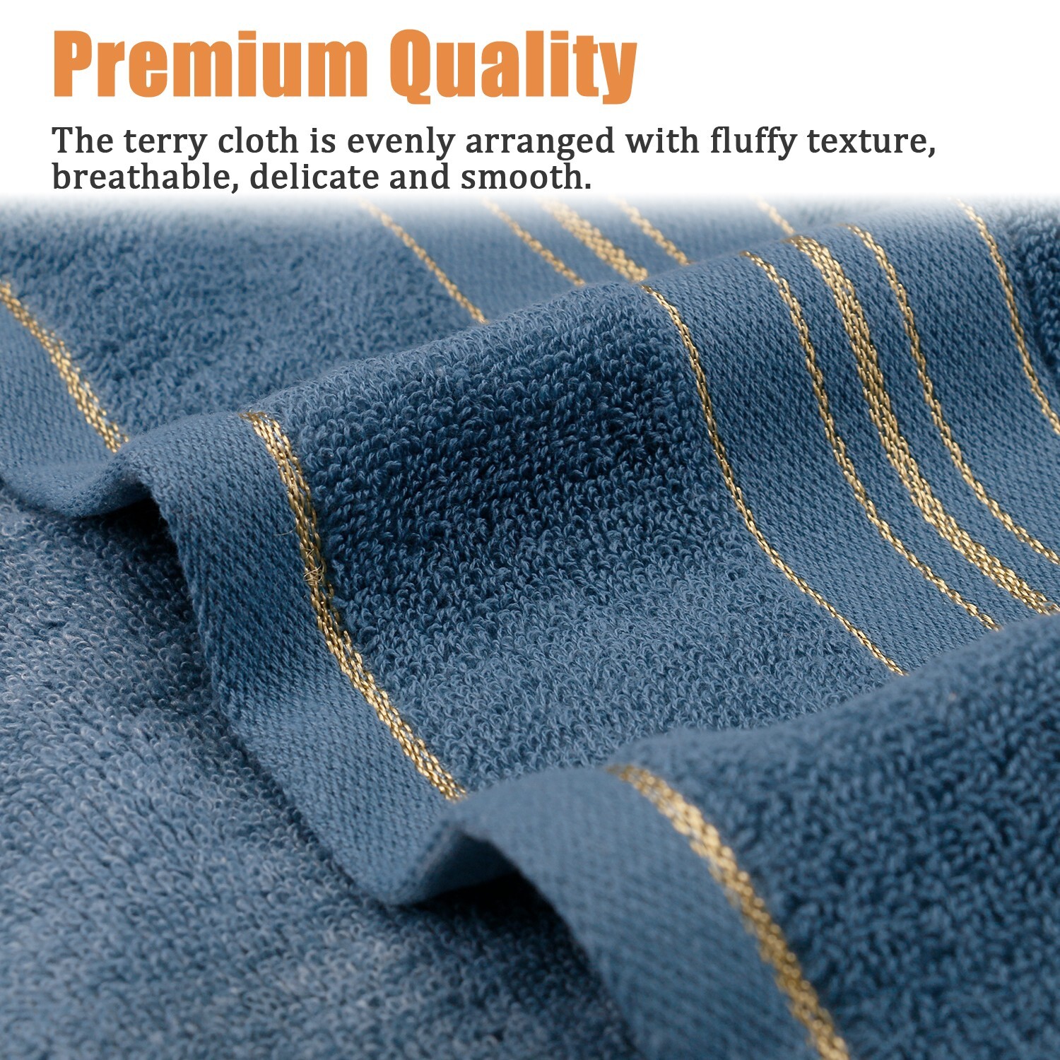 100% Cotton Premium Soft Towel 3PCS Soft Gold Luxury Absorbent Face Cloth Bath