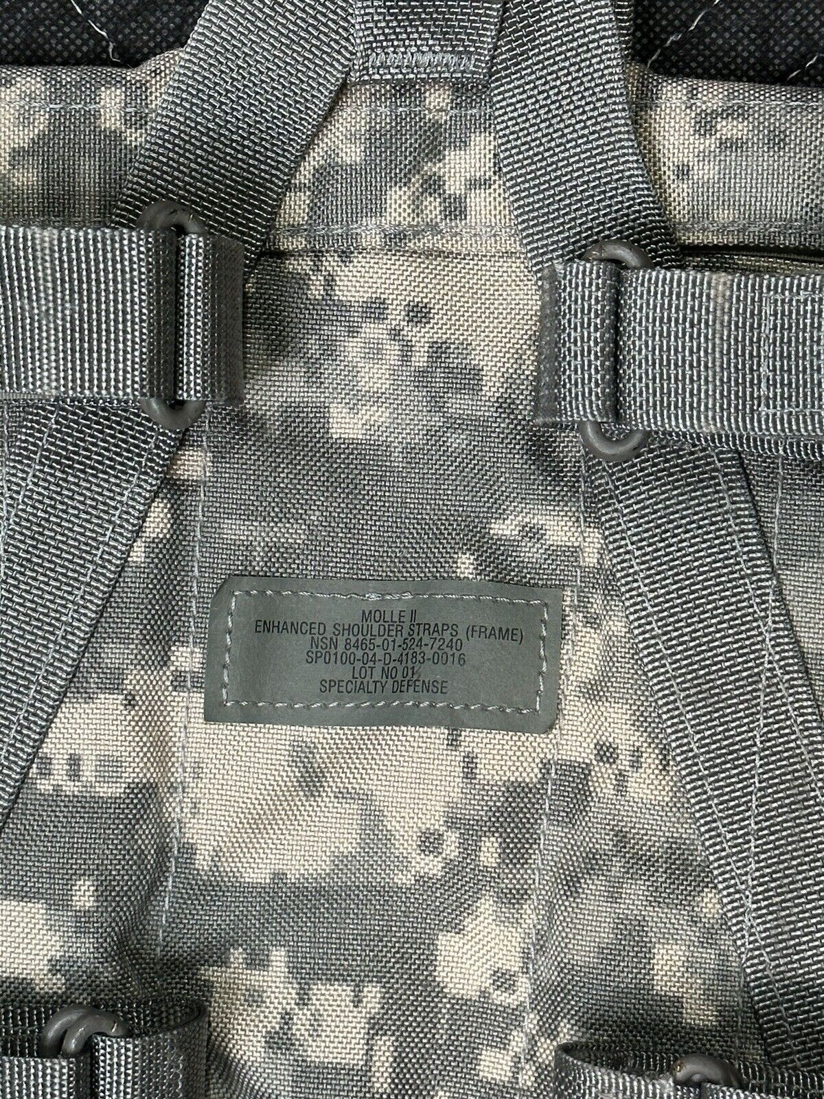 US MILITARY MOLLE ENHANCED FRAME SHOULDER STRAPS w QR ACU for Large Rucksack EXC