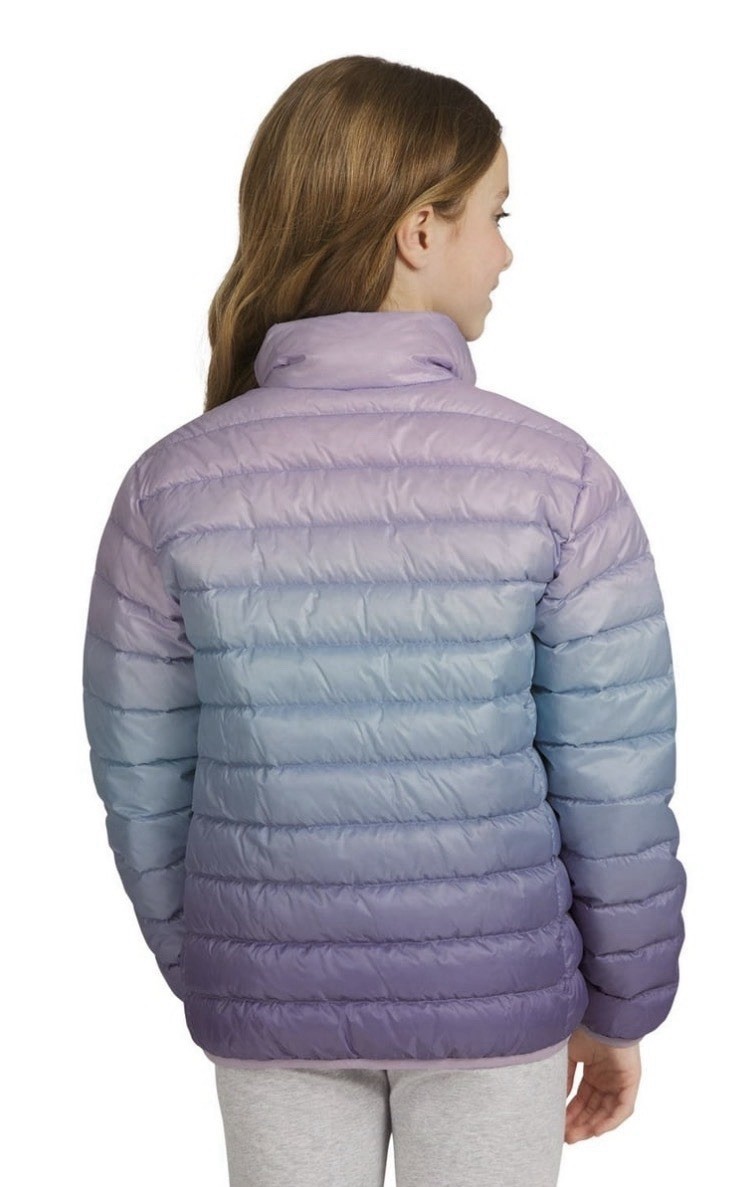 Eddie Bauer Girls Packable Down Jacket Size XL (14-16) Blue/Purple 650 NEW