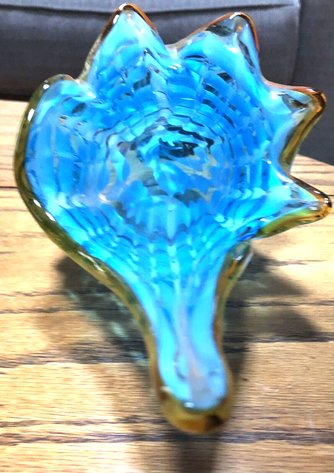 Vintage MCM MURANO Glass Archimede Seguso 60's Hand Blown Blue SHELL