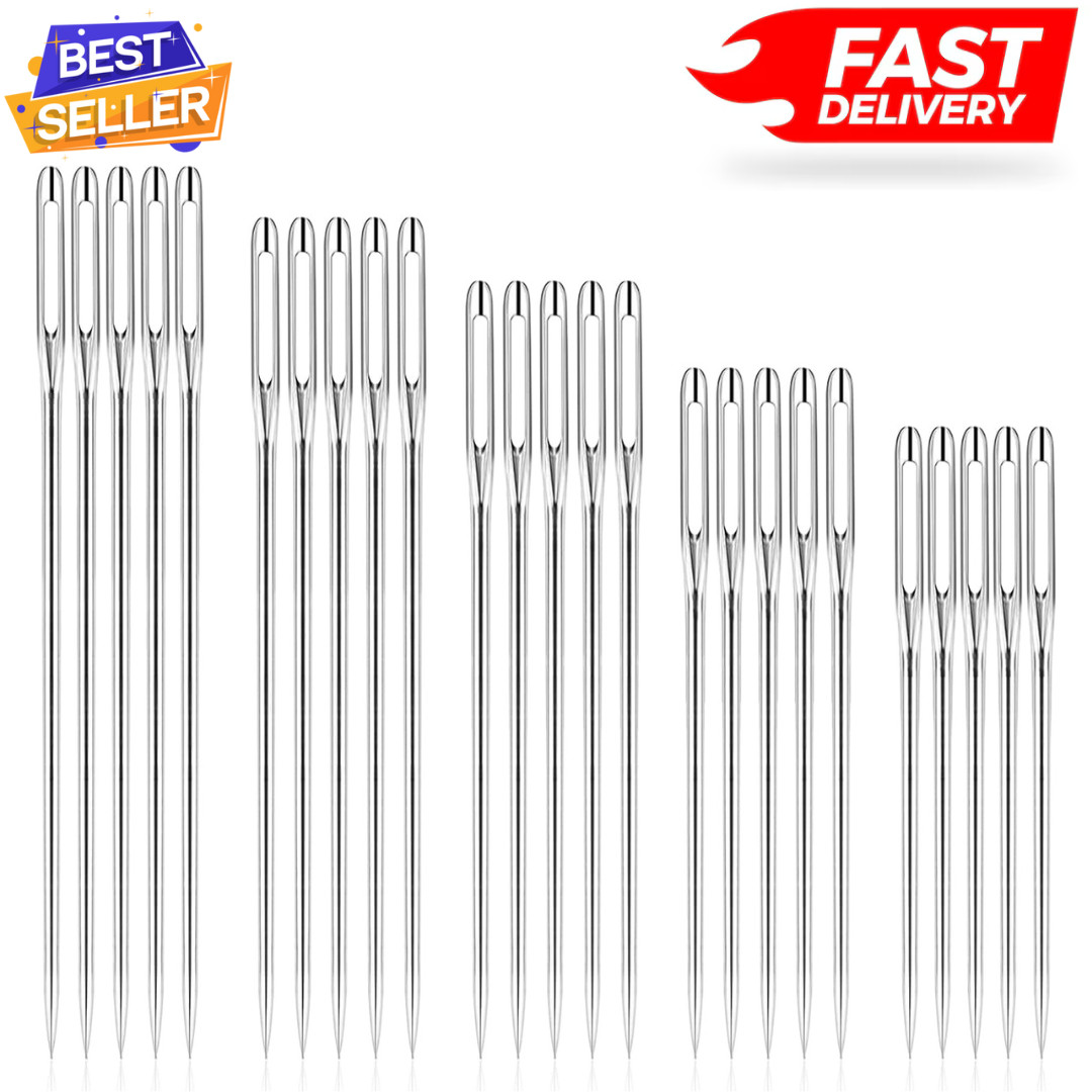 50 Pcs Sewing Needles Large Eye Hand Sewing, 5 Sizes Embroidery...