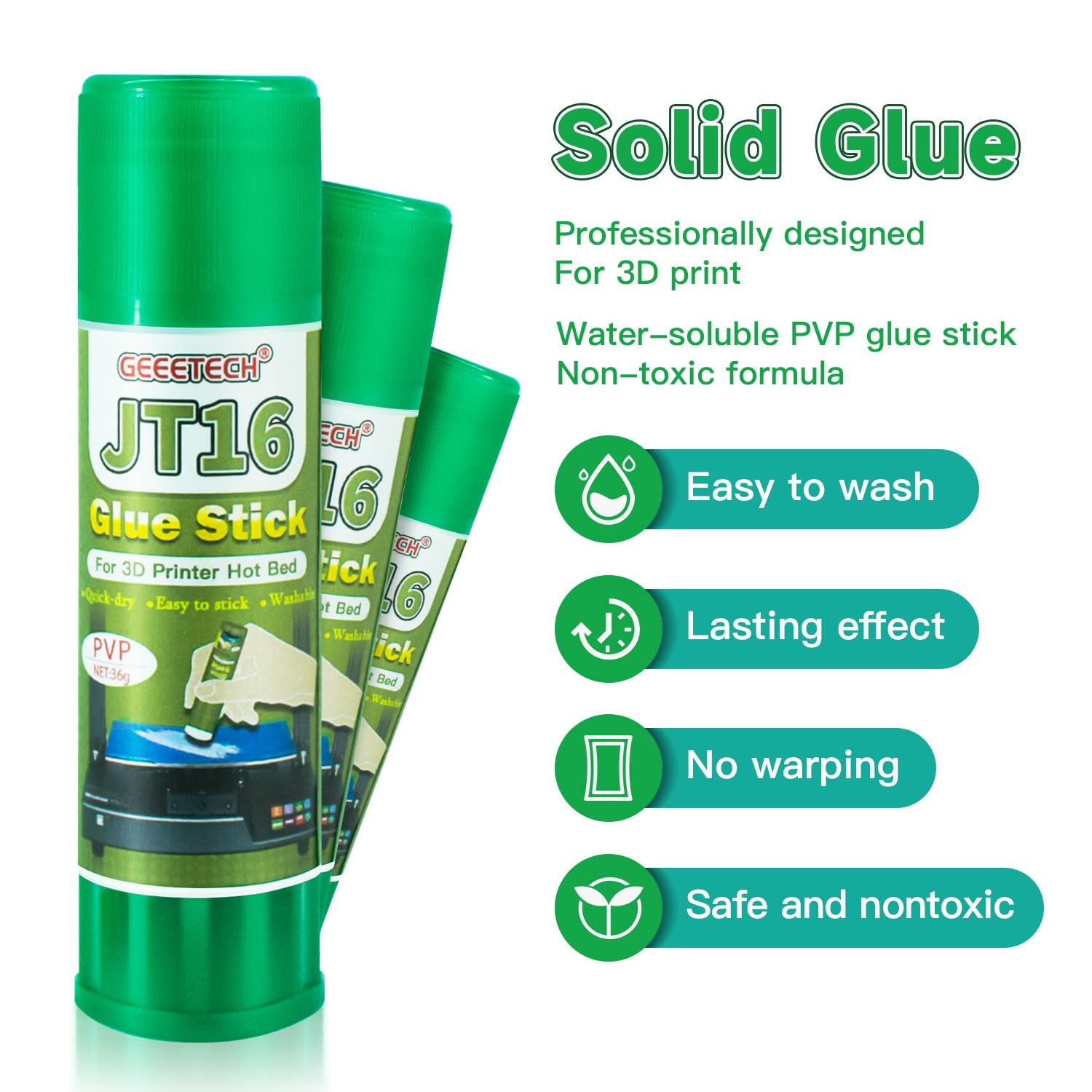 3D Printer Glue Stick 3 Pack, Perfect First Layer Adhesion, Prevents Warping...