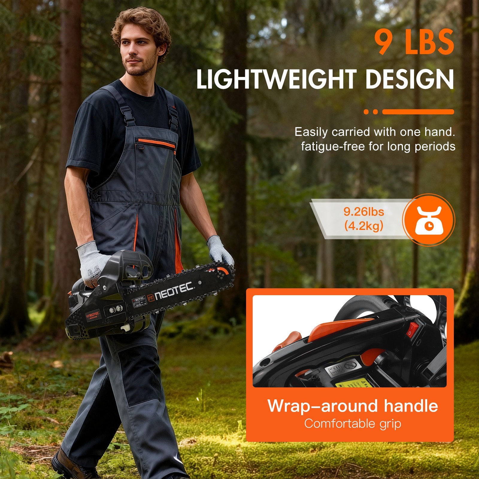 NEOTEC 12" Gas Chainsaw 25.4cc 1.2HP 2-Cycle Engine Top Handle Climbing Saw