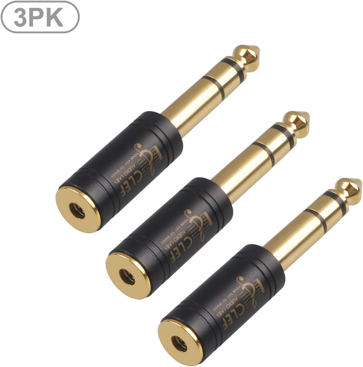 6.3mm 1/4" Male plug to 3.5mm 1/8" Female Jack Stereo Headphone Audio Adapter 3x