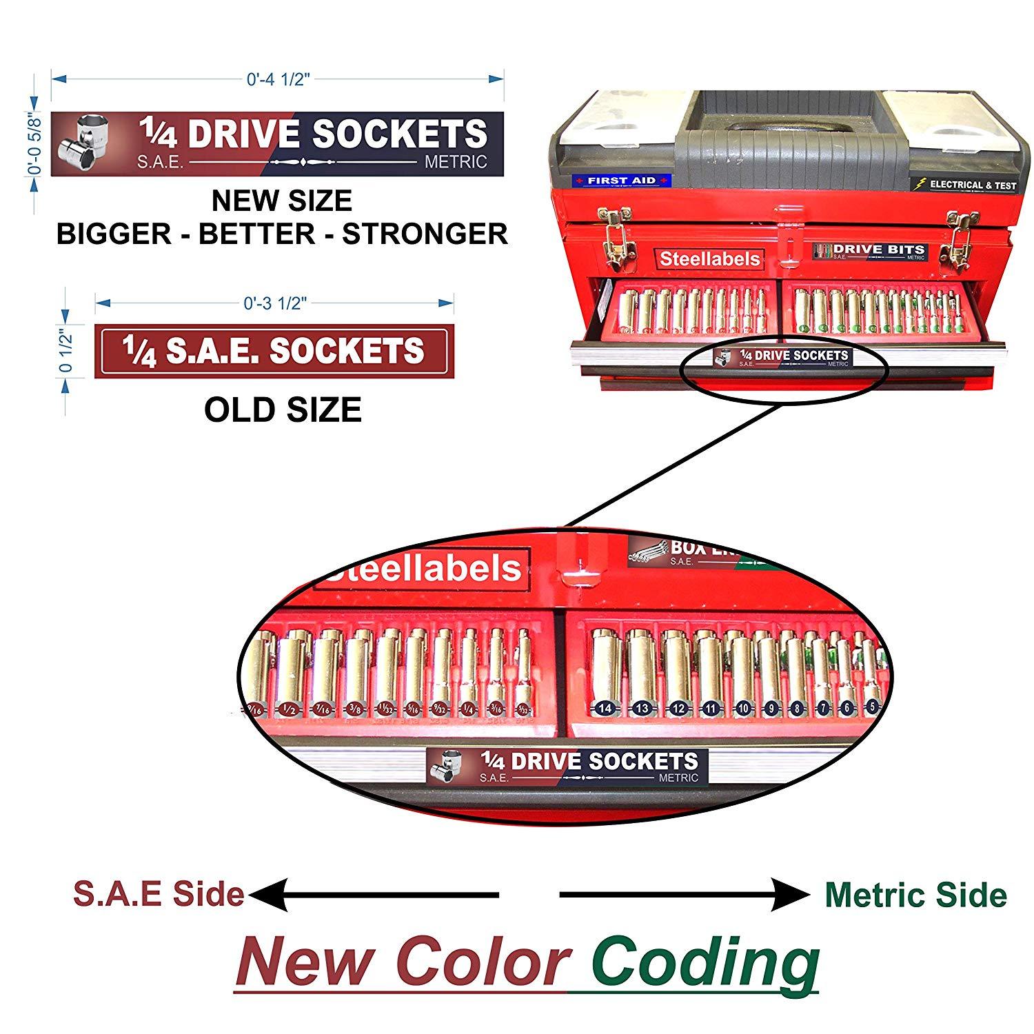 Ultimate Blue Magnetic TOOLBOX LABELS fits all tool chest & cabinets