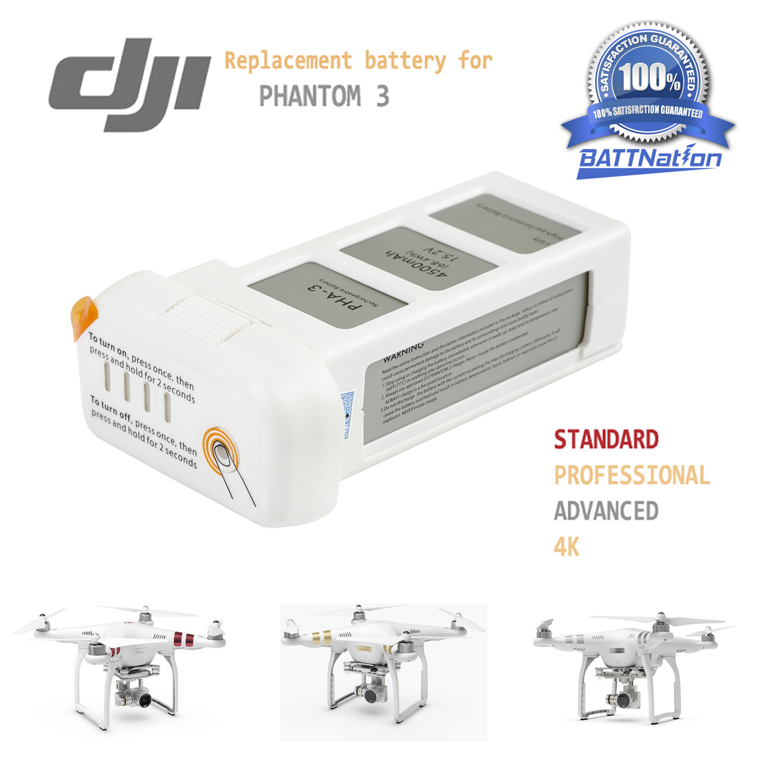 DJI Phantom 3 4500mAh  Advanced Standard Intelligent LiPo Replacement Battery