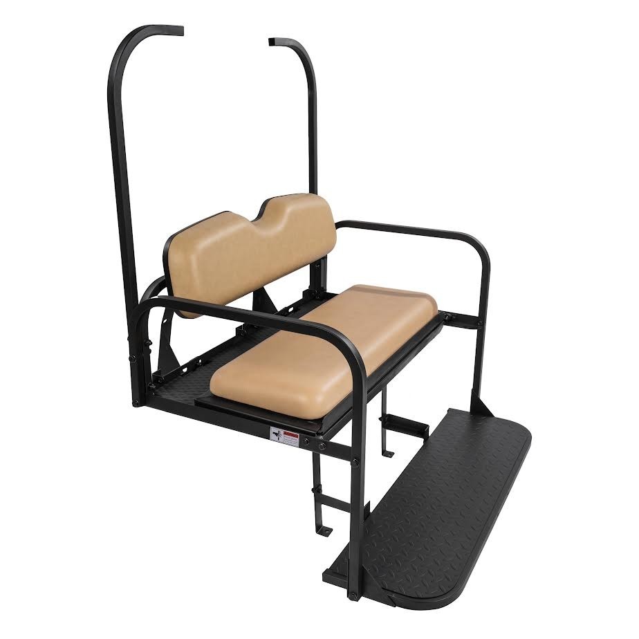 EZGO TXT Rear Flip Seat Kit with Fold Down Pad (Tan Cushions) (1996-2024)