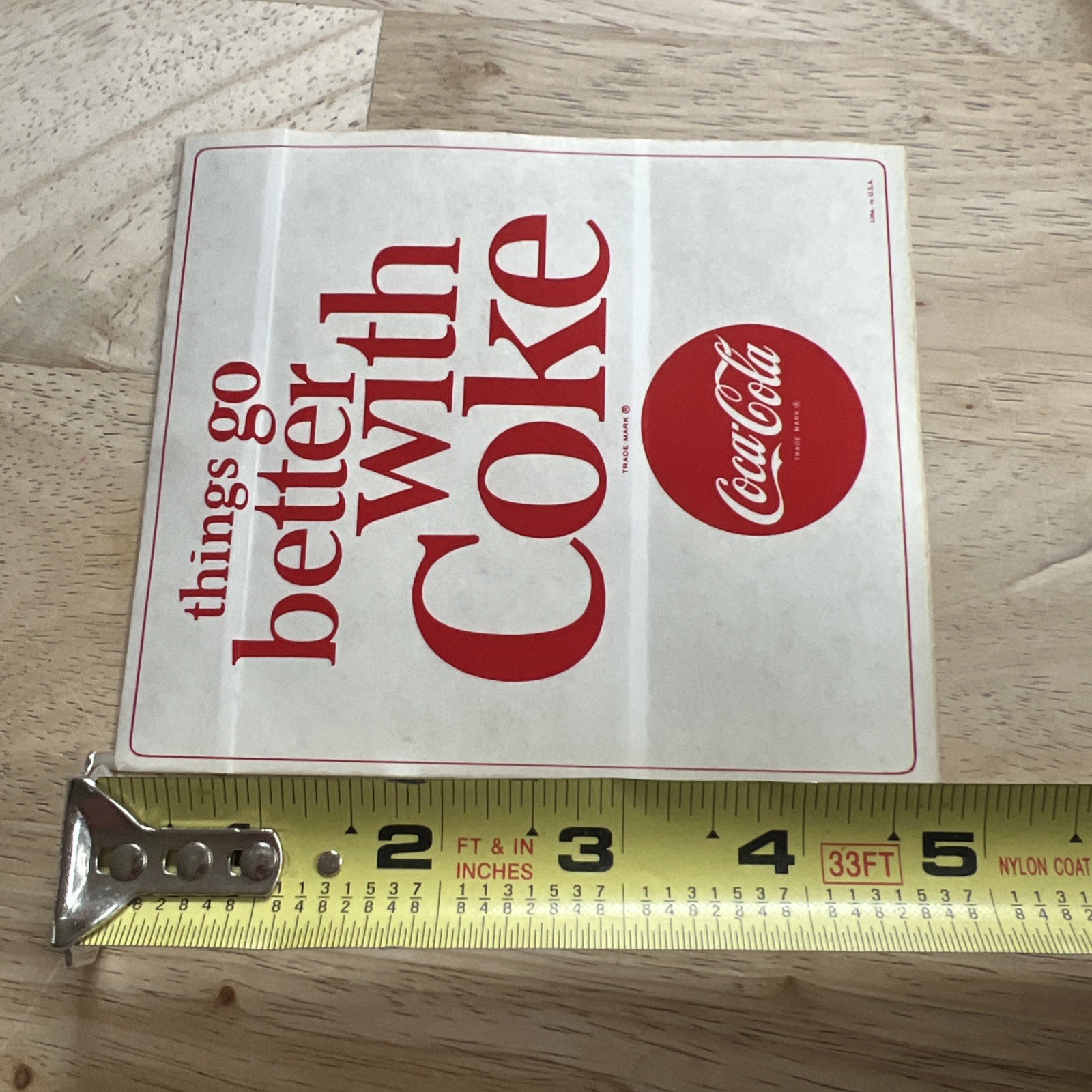 Vintage Coca Cola Stick on Decal Made In USA