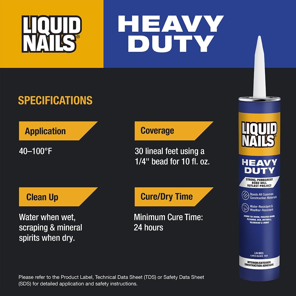 Liquid Nails Heavy Duty Construction Adhesive LN903, 10 oz