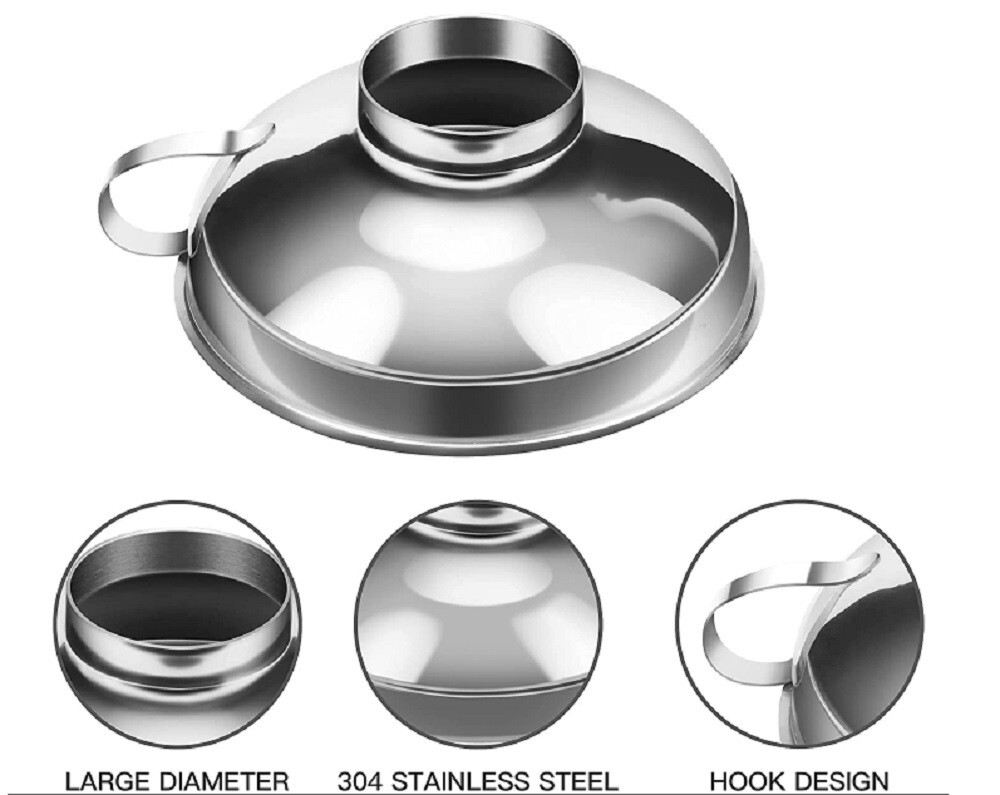 2-Piece Stainless Steel Canning Funnel Set for Mason Jars - Wide Mouth Funnel