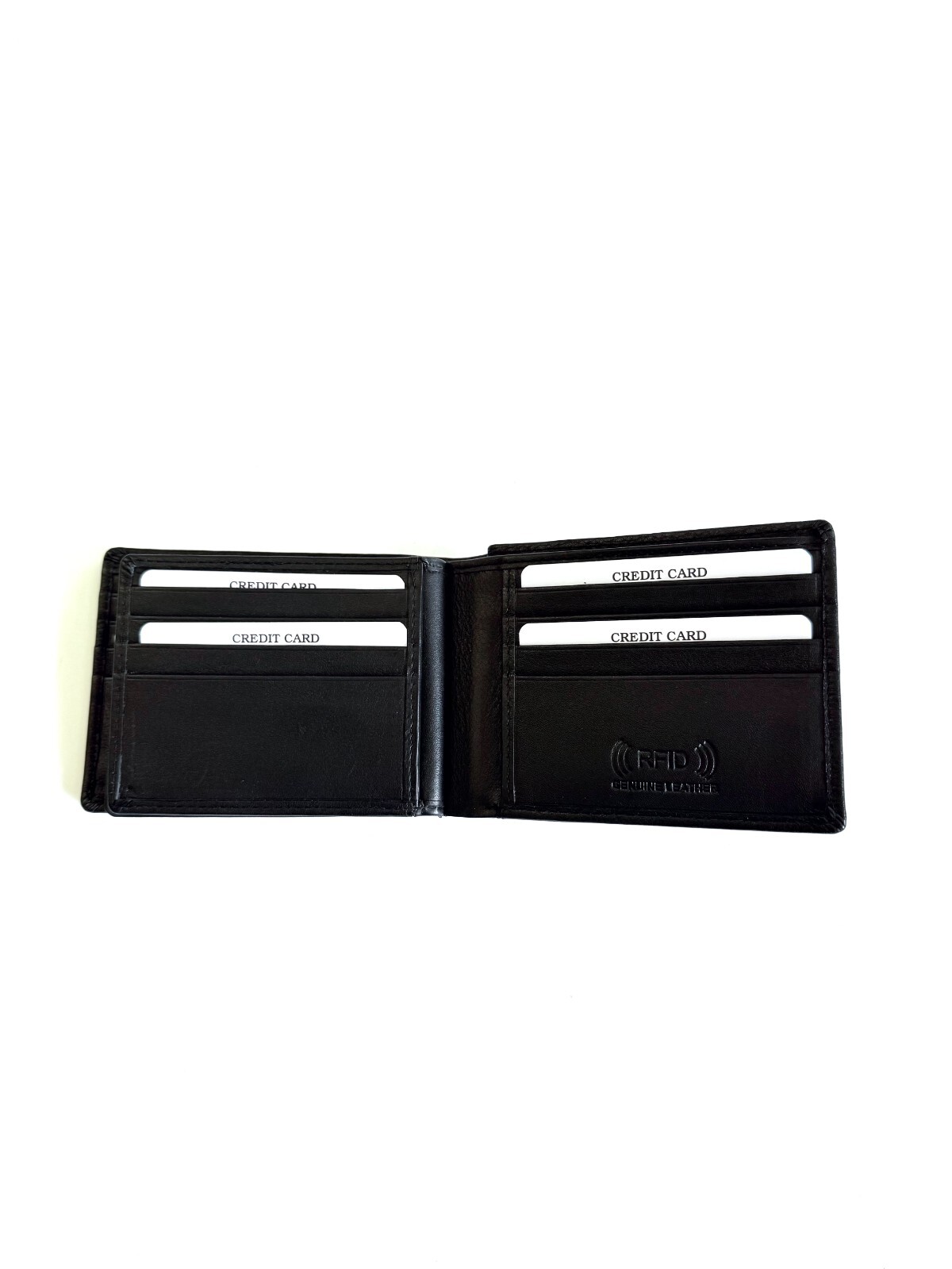 SEDONA® RFID BIFOLD LEATHER WALLET WITH 2 CENTER FLAPS, 3 WINDOWS