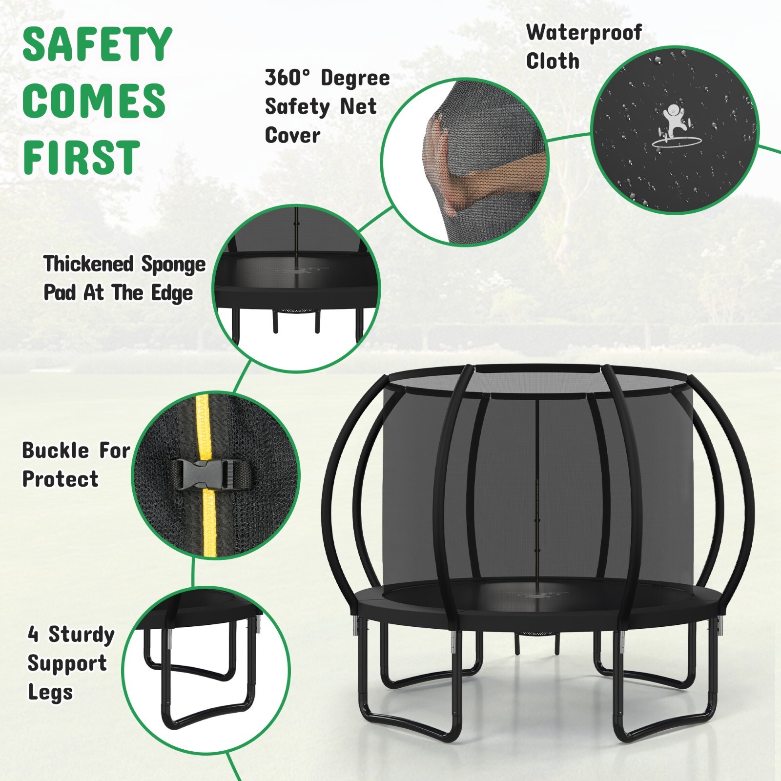 10 FT/12 FT/14FT/16 FT Outdoor Trampoline with Safety Enclosure Net and Ladder