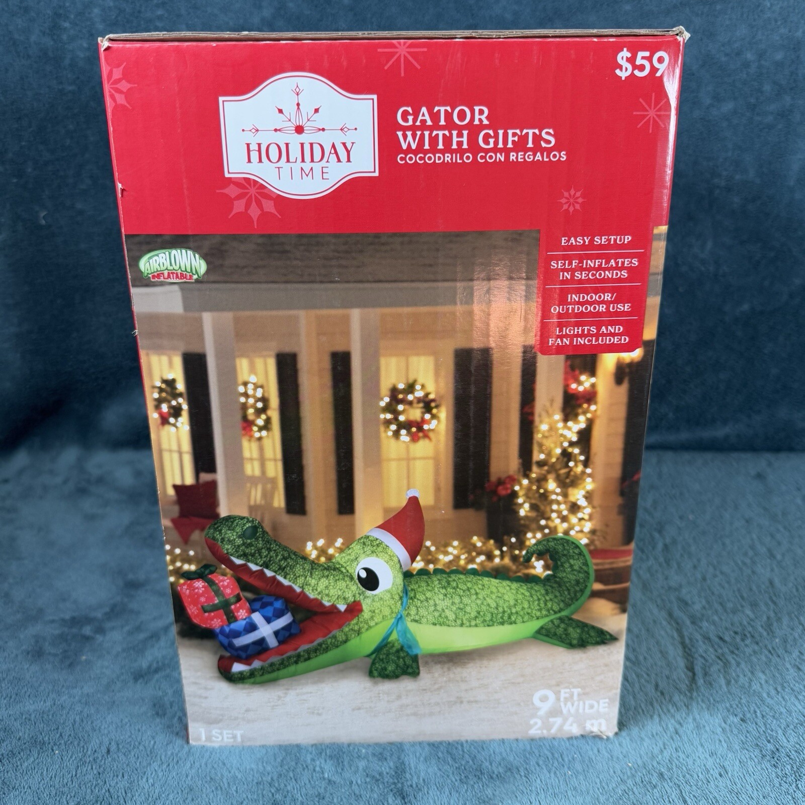 Florida Gator with Gifts Air blown Inflatable Christmas Yard Decor 9 feet New