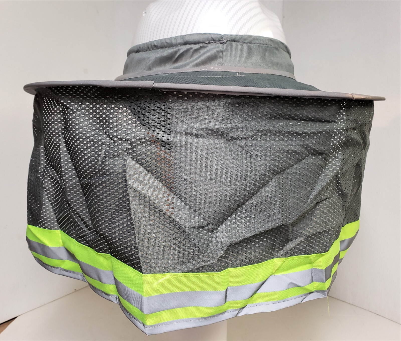 GREY Hard Hat Sun Shade Visor Full Brim Mesh Neck HI VIS REFLECTIVE STRIPE