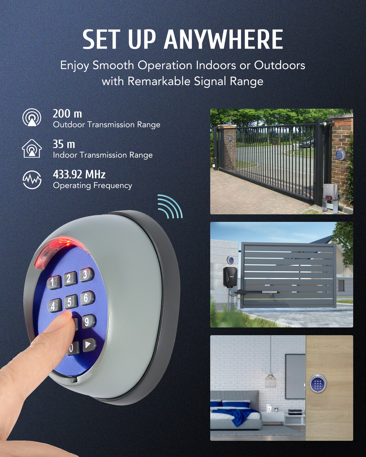 CO-Z 1400lb APP Control Automatic Sliding Gate Opener with Keypad & 4 Remotes