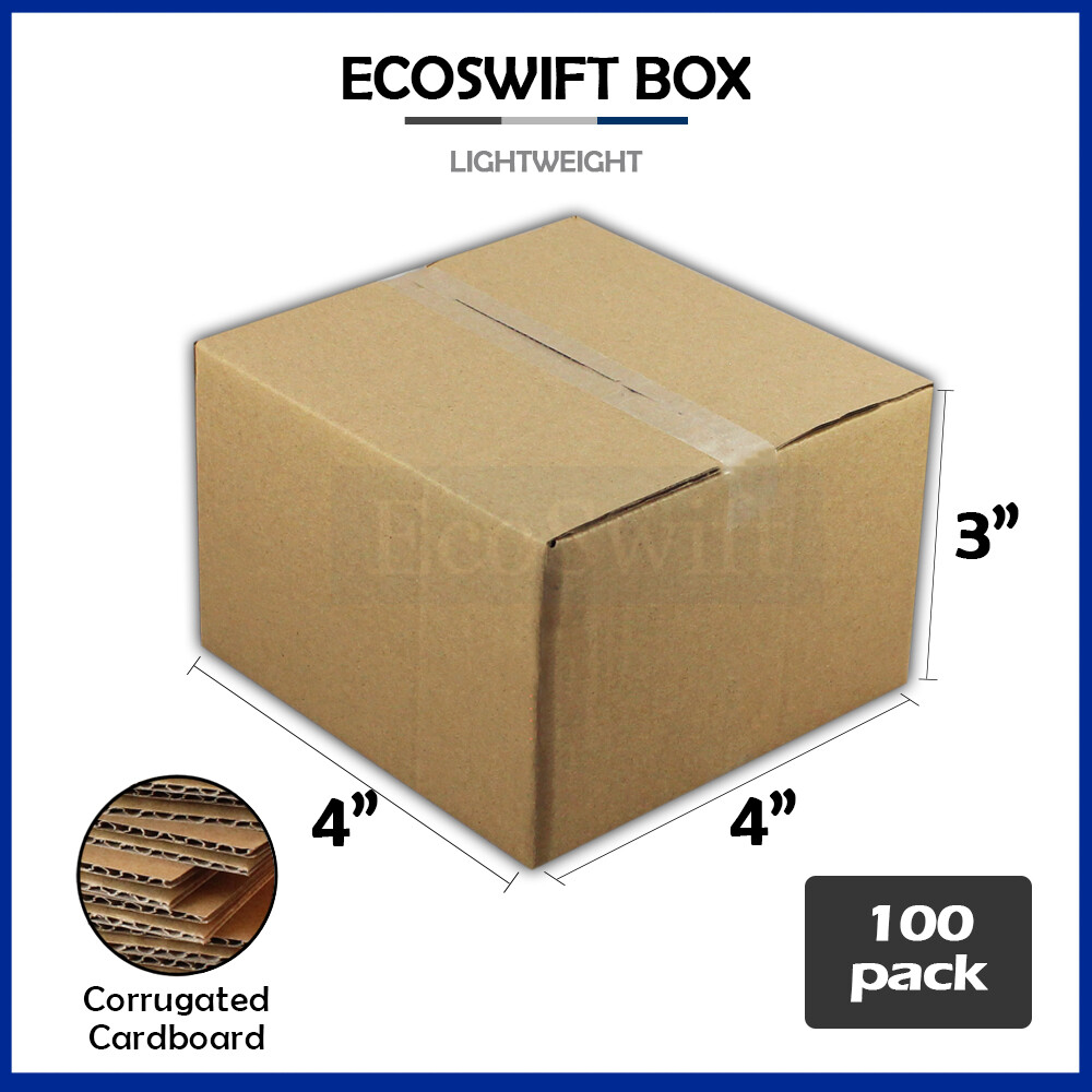 100 4x4x3 EcoSwift Cardboard Packing Moving Shipping Boxes Corrugated Box Carton
