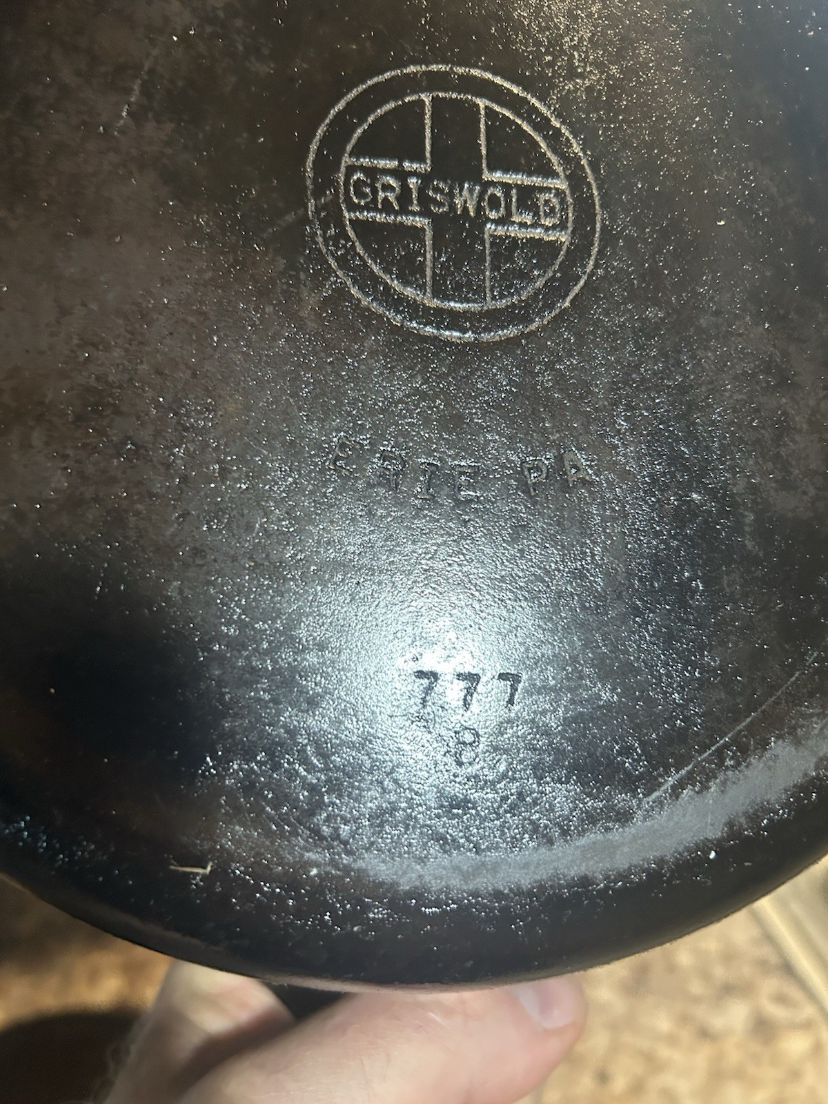 Vintage Griswold #8 Deep Cast Iron Chicken Fryer 777B Skillet w/ 1098B Lid -FLAT