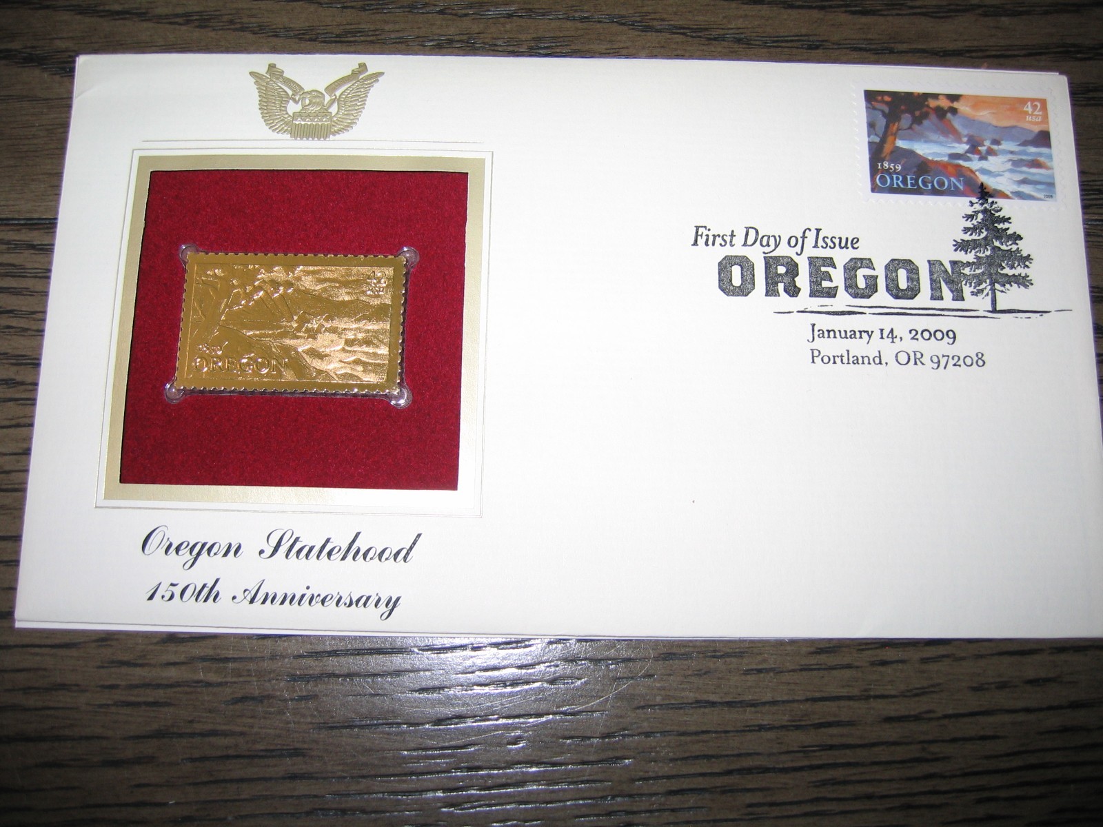 2009 Oregon Statehood Replica Golden Cover Stamp
