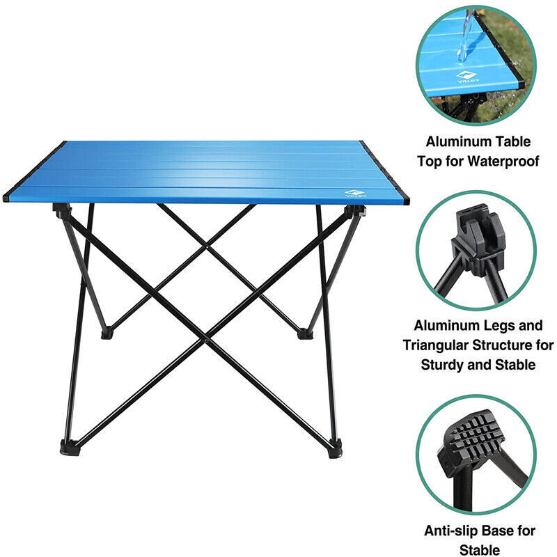 VILLEY 24" Portable Camping Side Table Ultralight Aluminum Folding Beach Table