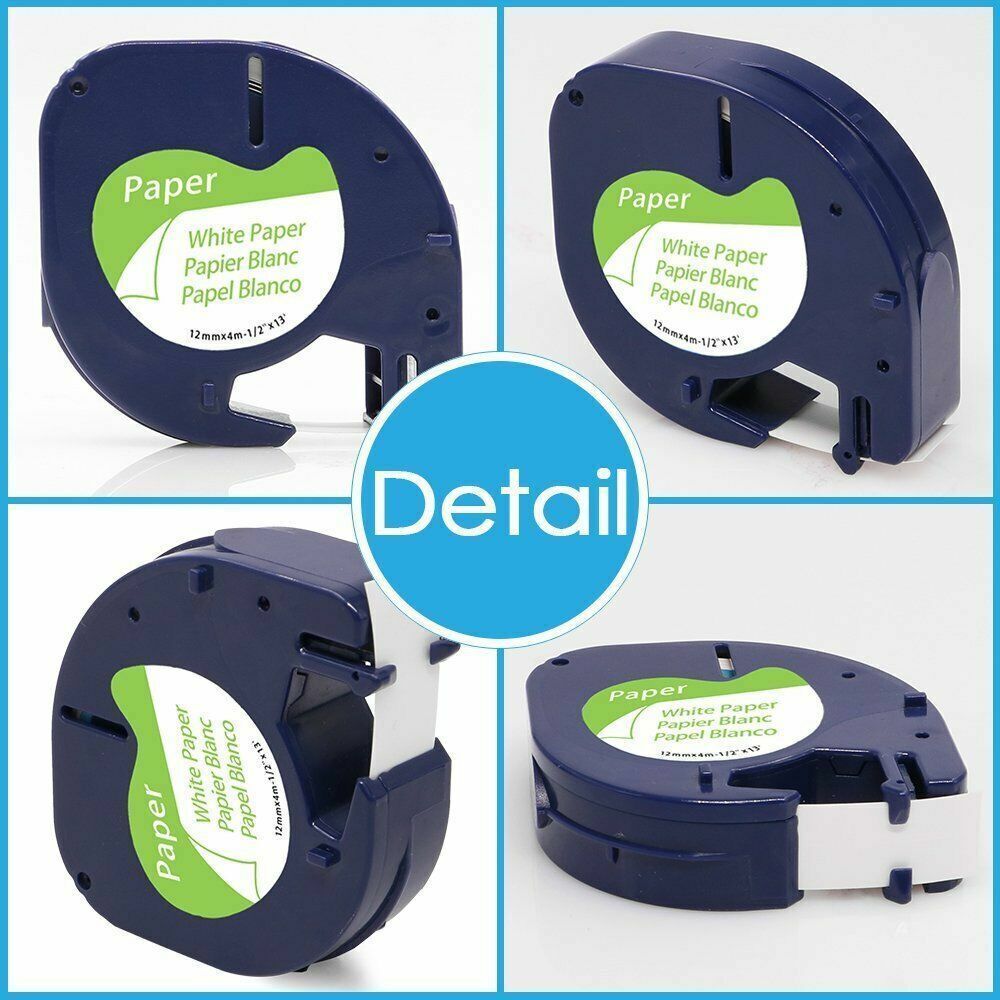 10PK Dymo Letratag Refill 91330 White Paper 12mm Label Tape 1/2 for Dymo LT-100H