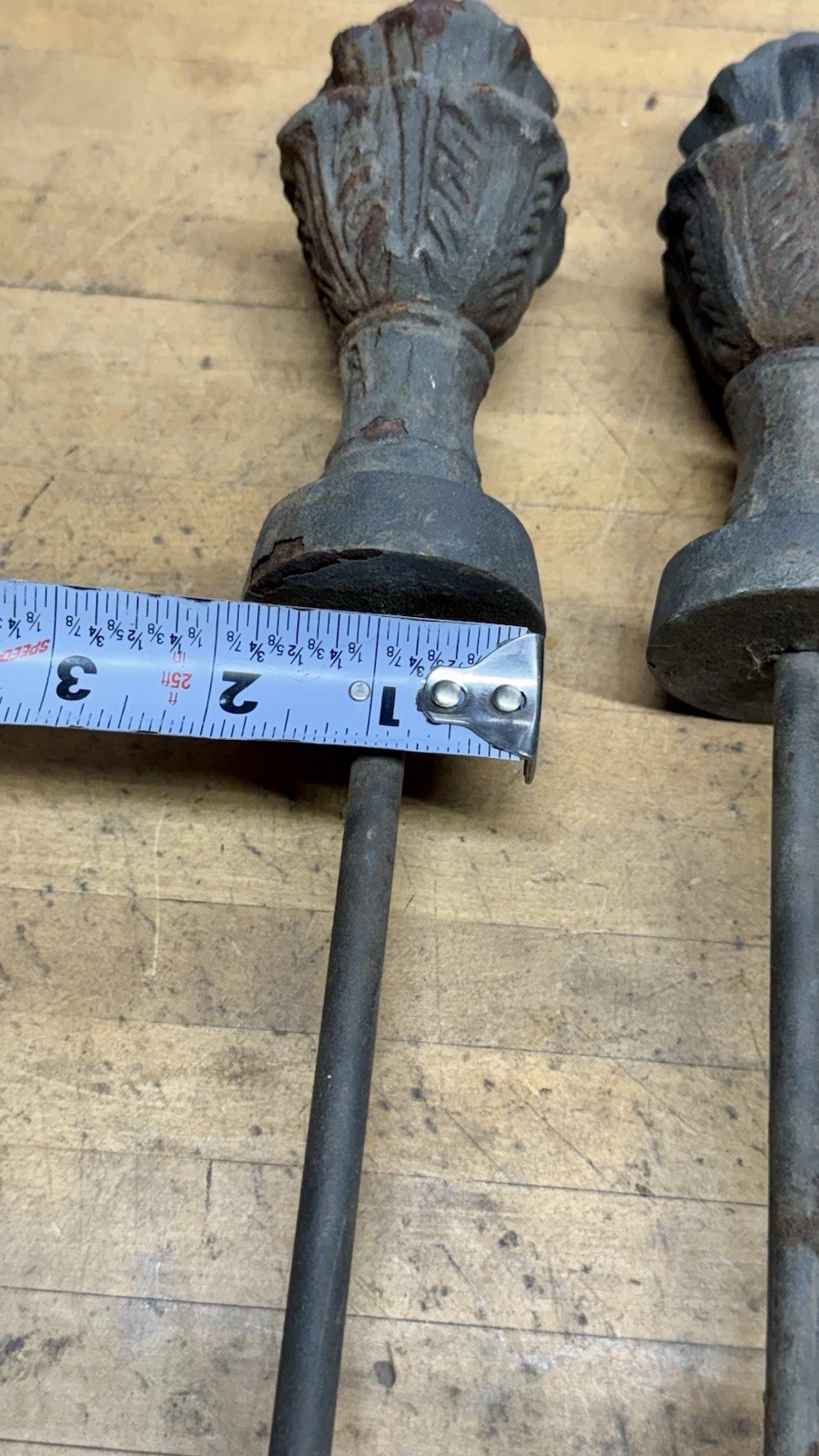 Antique Garden Salvage-4 Cast Iron Hose Guide Stakes W/FencePost Finial...