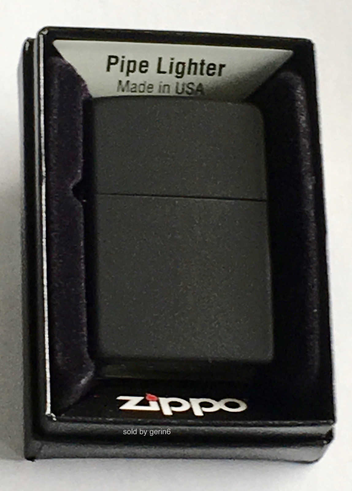 Zippo Windproof Black Matte Lighter With GOLD Pipe Insert, 218GPI, New In Box