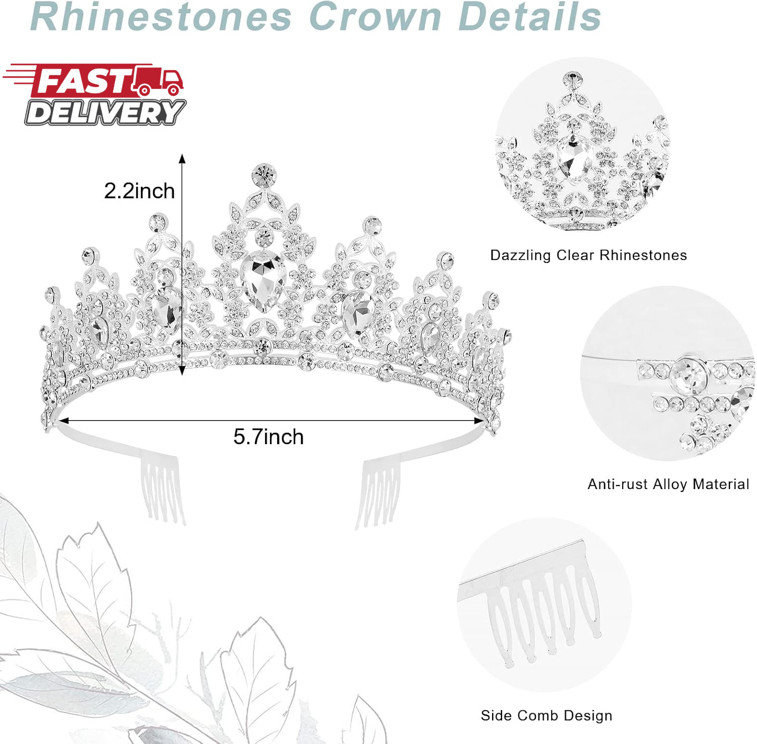 Casoty Bridal Tiara with Veil, Bridal Veils and Headpieces, Wedding Bridal Veil