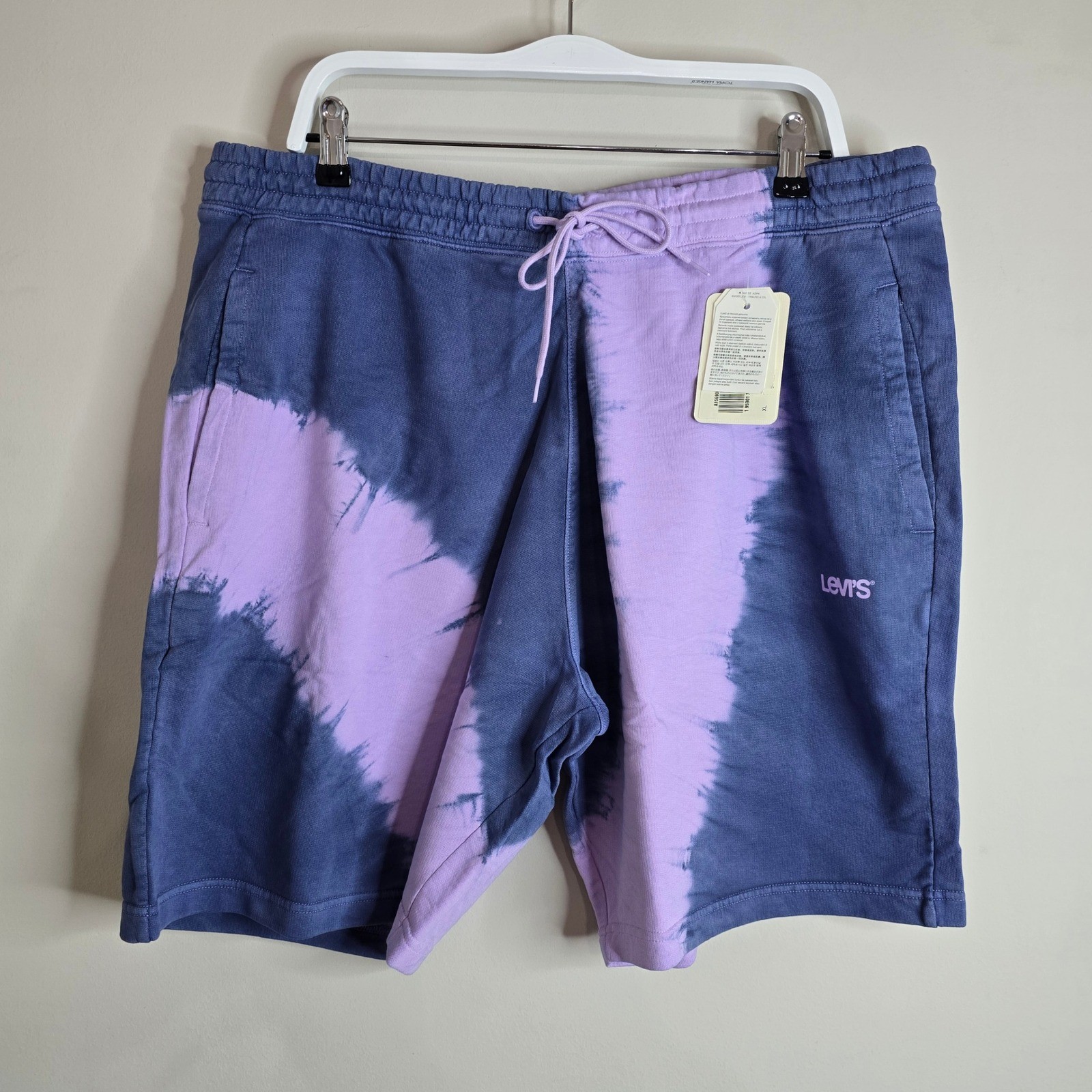 Levis Mens XL Tie Dye Sweat Shorts Purple Blue Fleece Red Tab NWT Relaxed Fit
