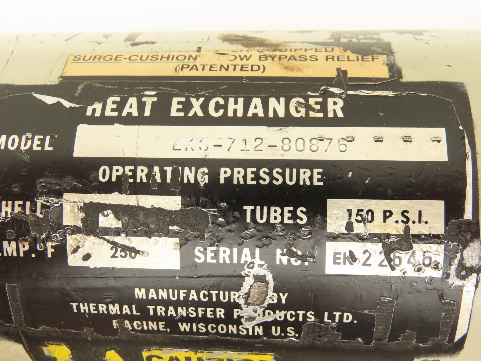 Thermal Transfer EKS-712-80876 Oil Cooler Shell & Tube Heat Exchanger 2-Pass