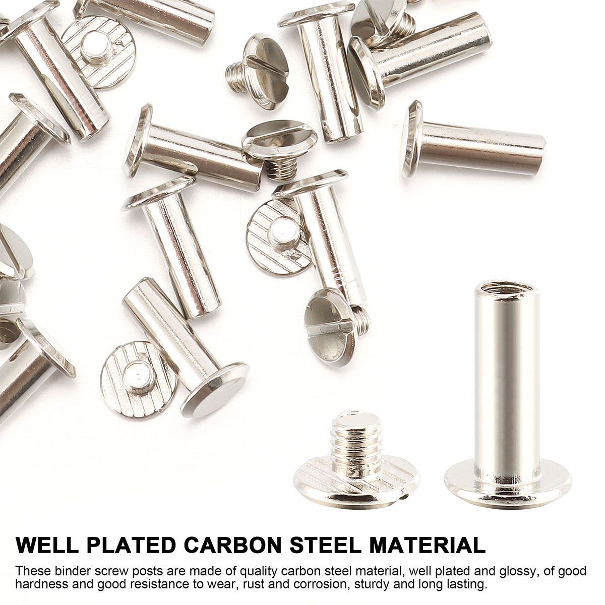 100Pcs Chicago Screws Metal Screw Posts Nail Rivet for Leather Crafts 5 Size Set