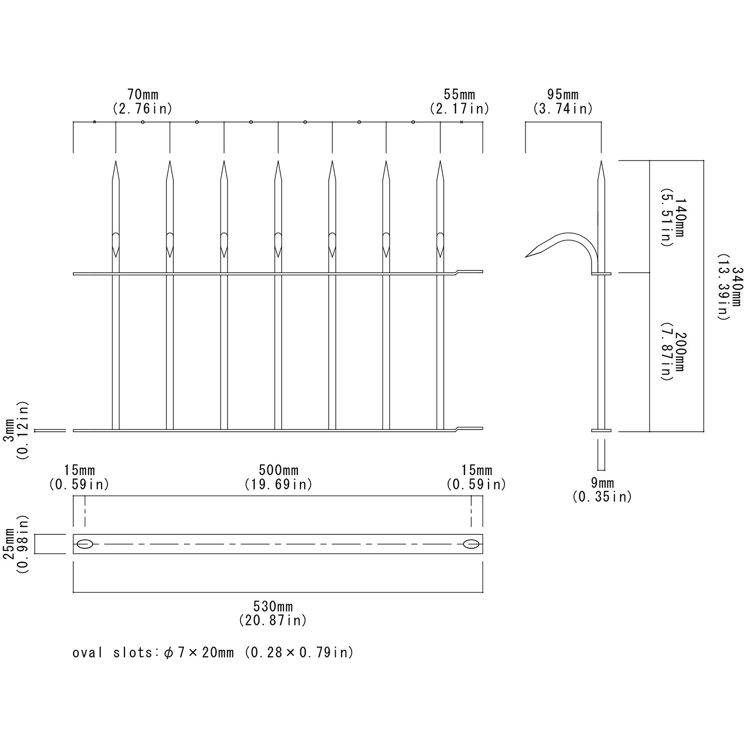 Shinobi Gaeshi Steel Black Japan Otani Ninja Deterrent Security Fence Spikes