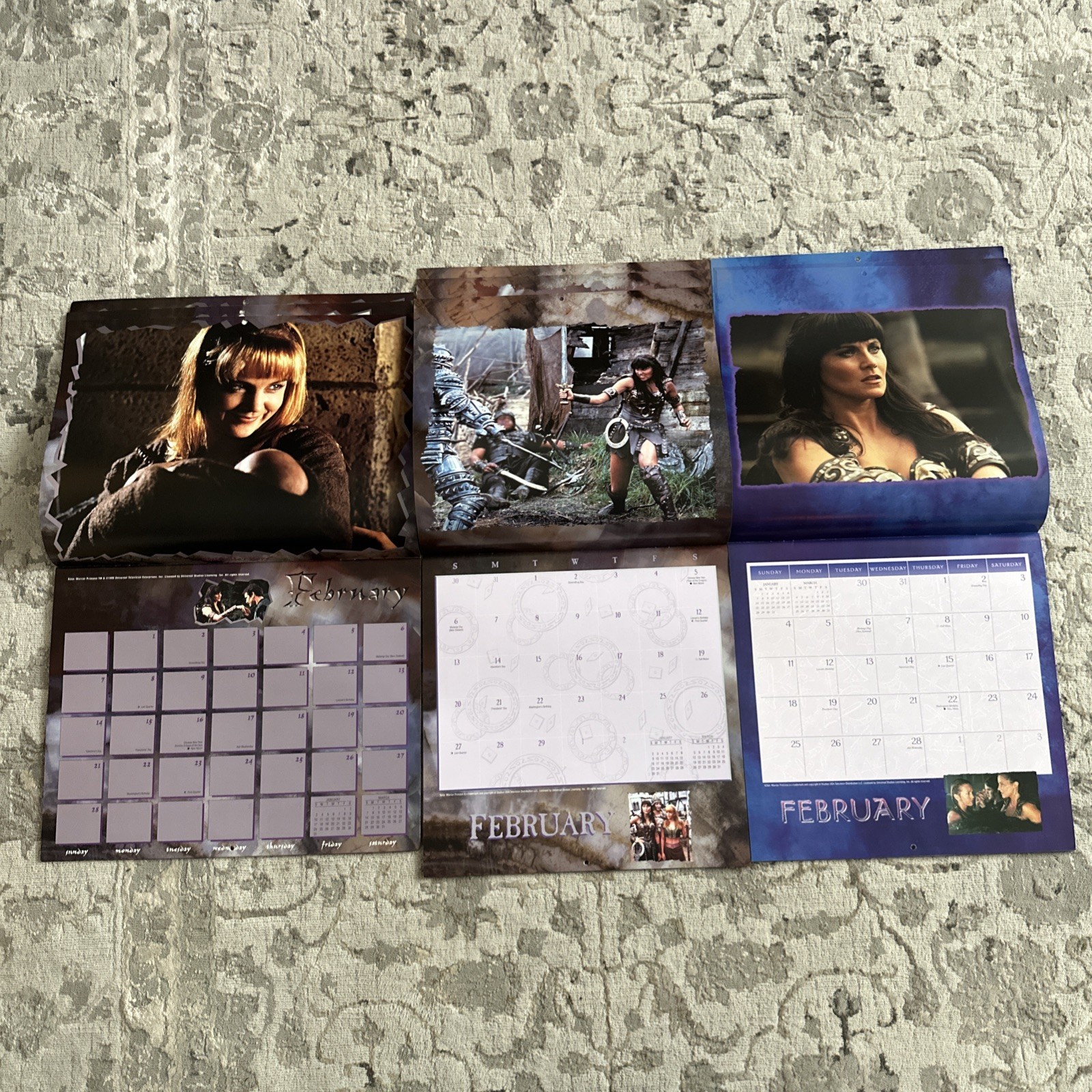 LOT X 3 - Xena Warrior Princess - Calendars 1999, 2000 and 2001 - Never used!