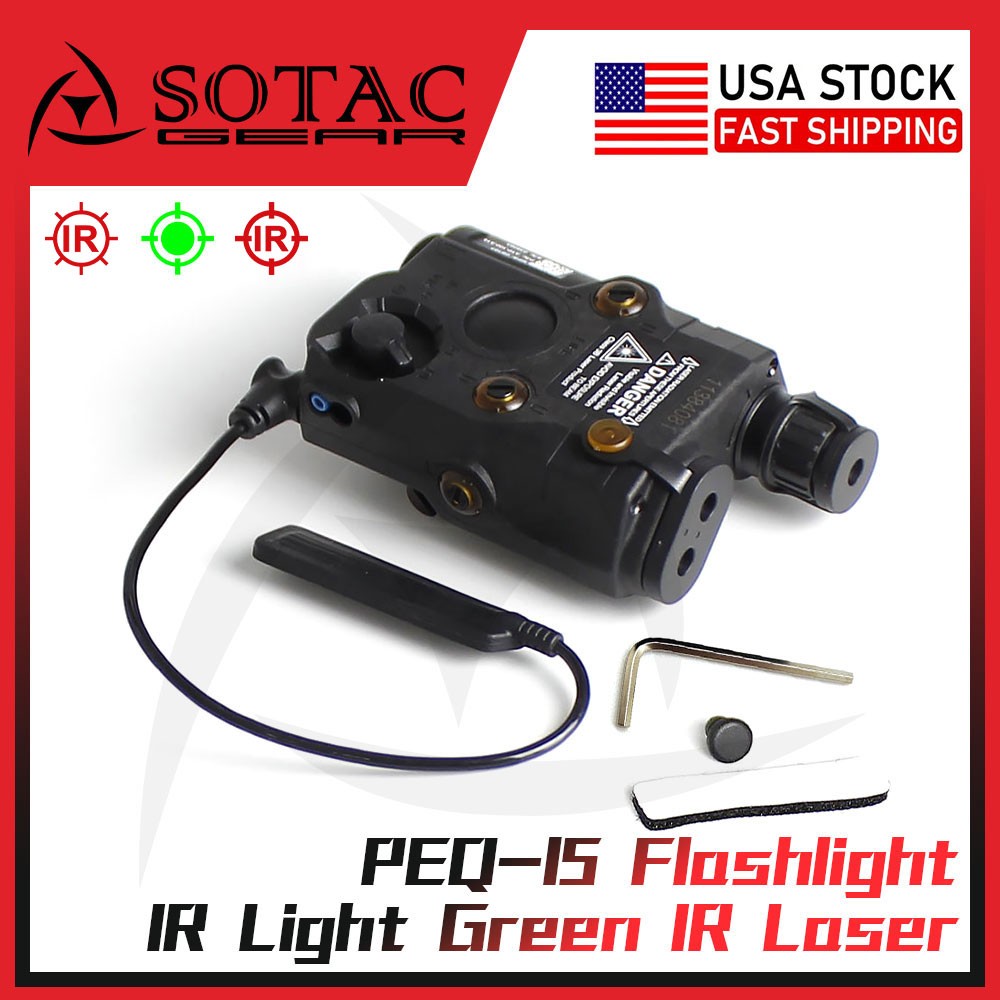 PEQ-15 Flashlight IR Lighting IR/Green Laser Tactical Weapon Light SOTAC US