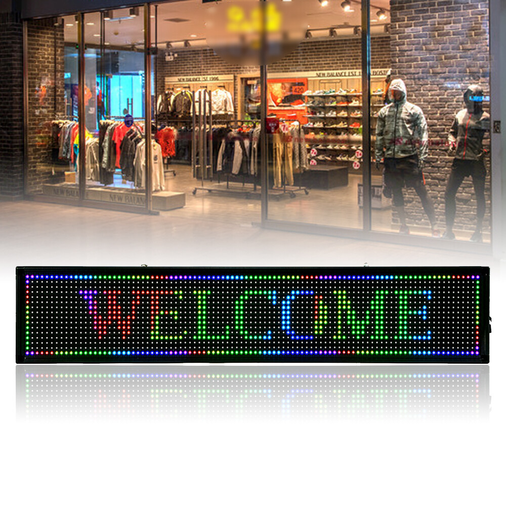 LED Sign 40"X8" Scrolling Message Display Board RGB 7-Color Programmable Board
