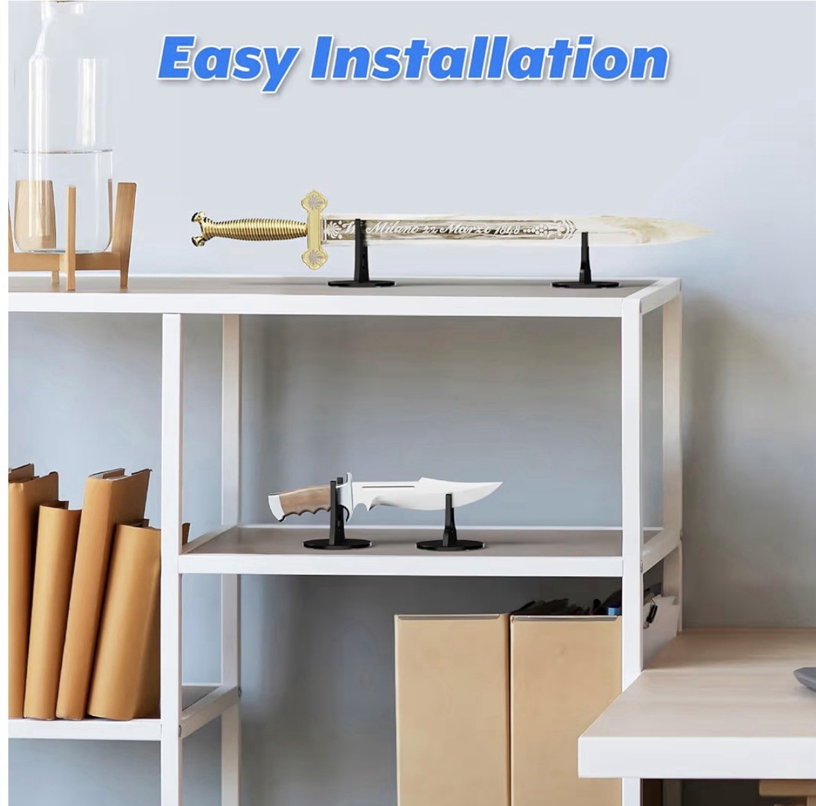 Acrylic Knife Display Stand Holder | Non-Slip Base | Sword & Knife Shelf Stand