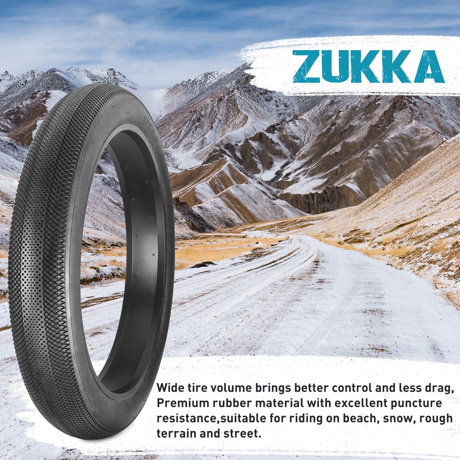 2 Pack 26x4.0 Bike Tire Bike Tire - Fat Tire for Ebike Heavy Duty 26x4.0,Black