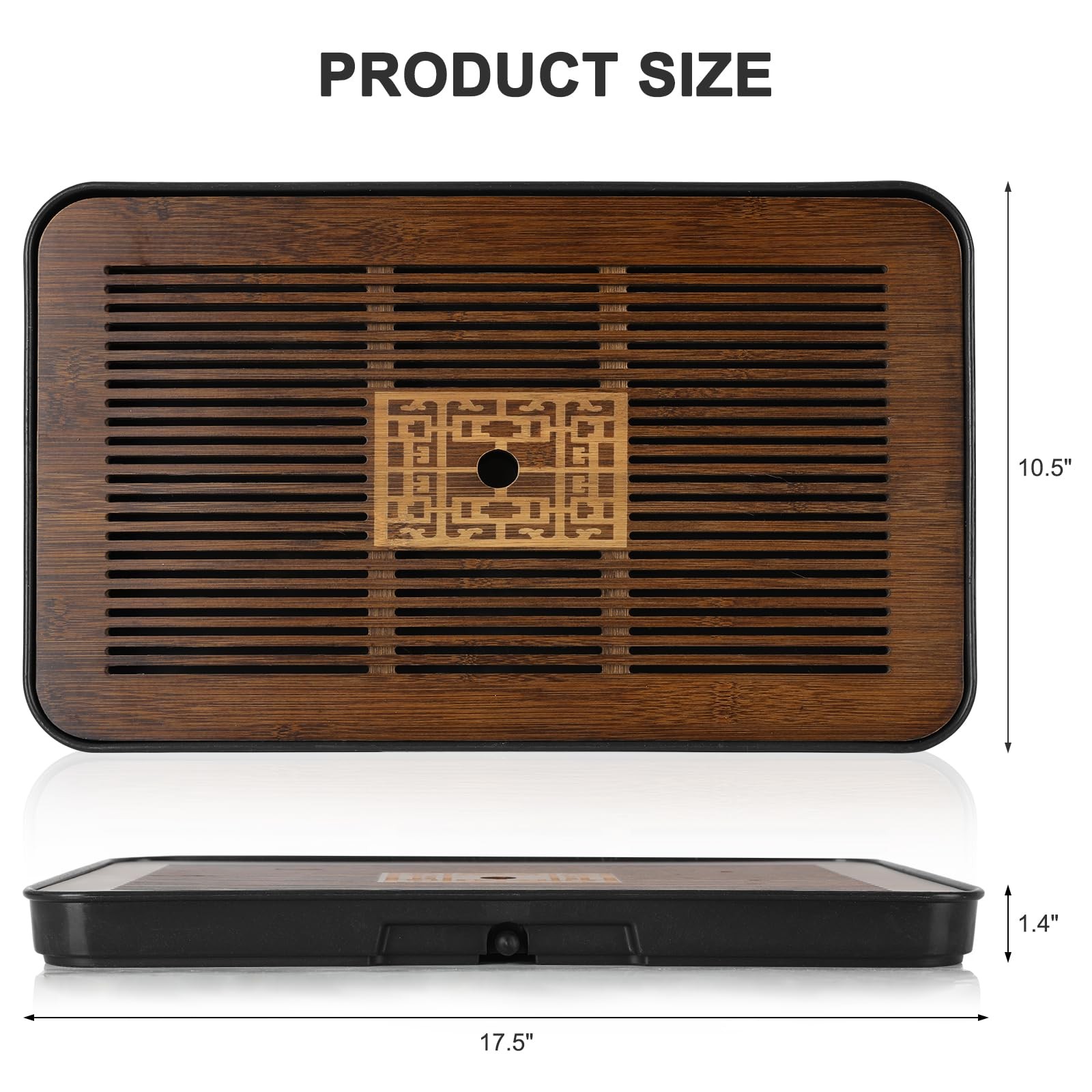 Jotsport 17 Inch Bamboo Chinese Gongfu Tea 17.5" x 10.5" x 1.4", Black, Brown