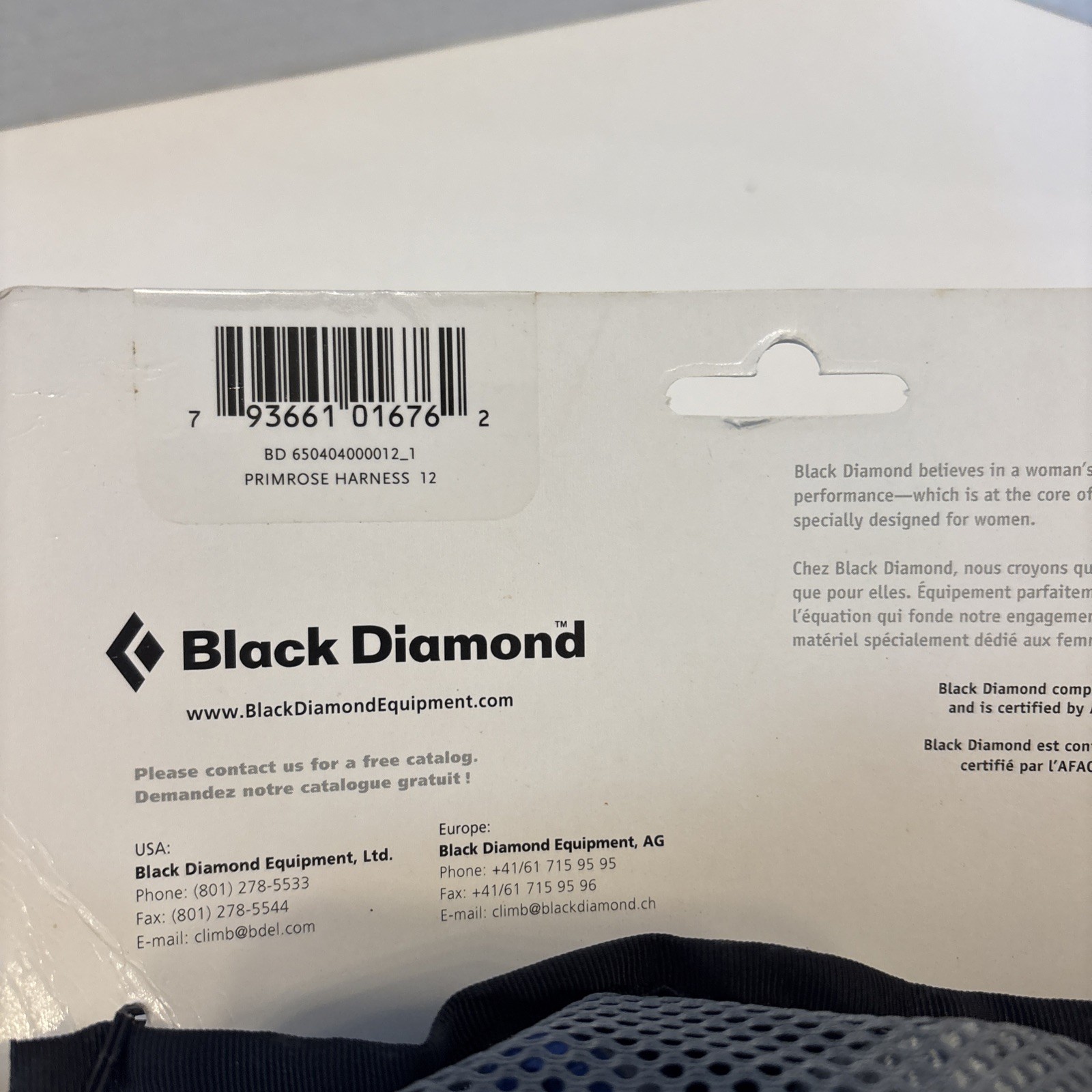 Women's Black Diamond Primrose All Around Climbing Harness Size 12 Blue Gray