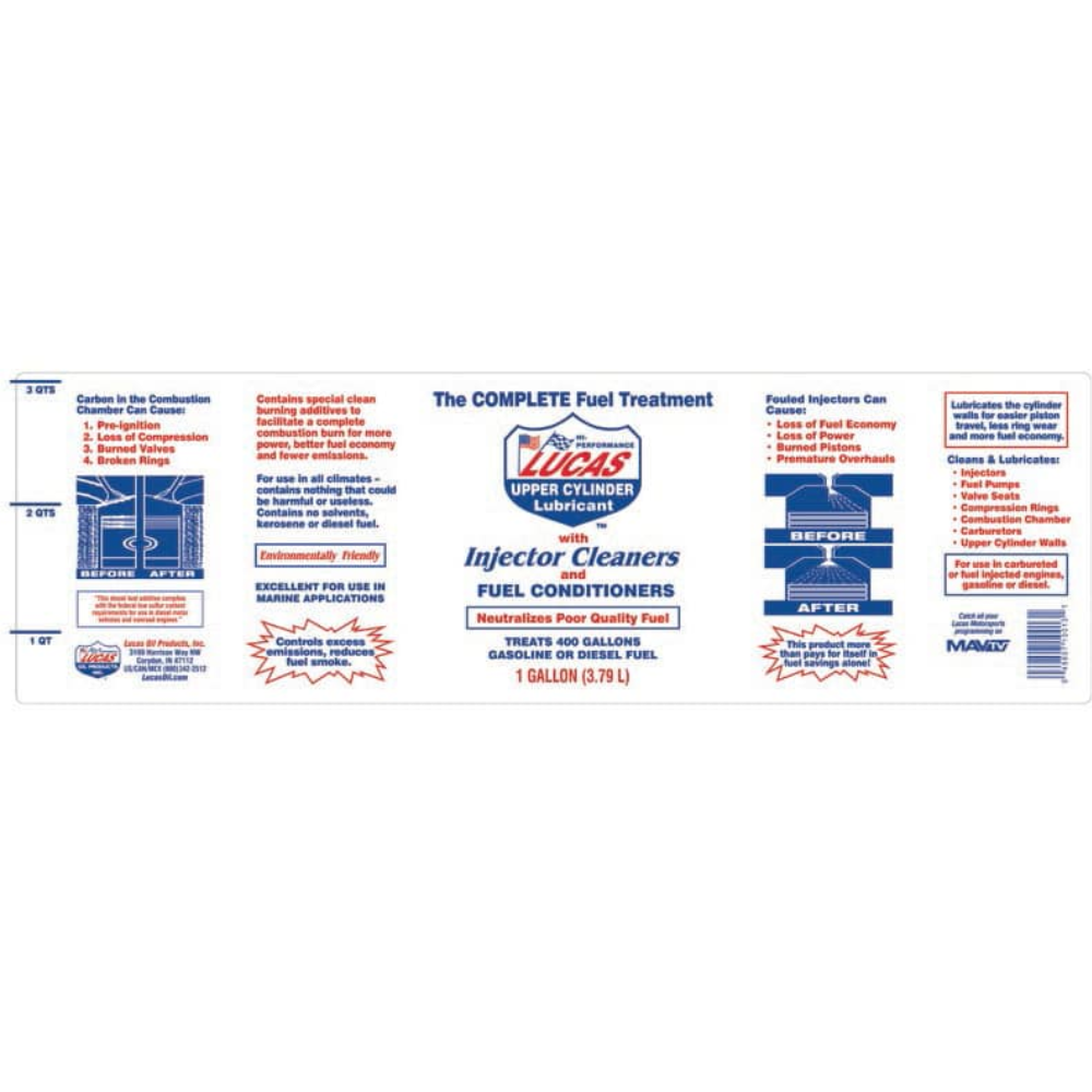 Lucas Oil 10013 1 Gallon Upper Cylinder Lubricant Fuel Treatment (4 PACK)