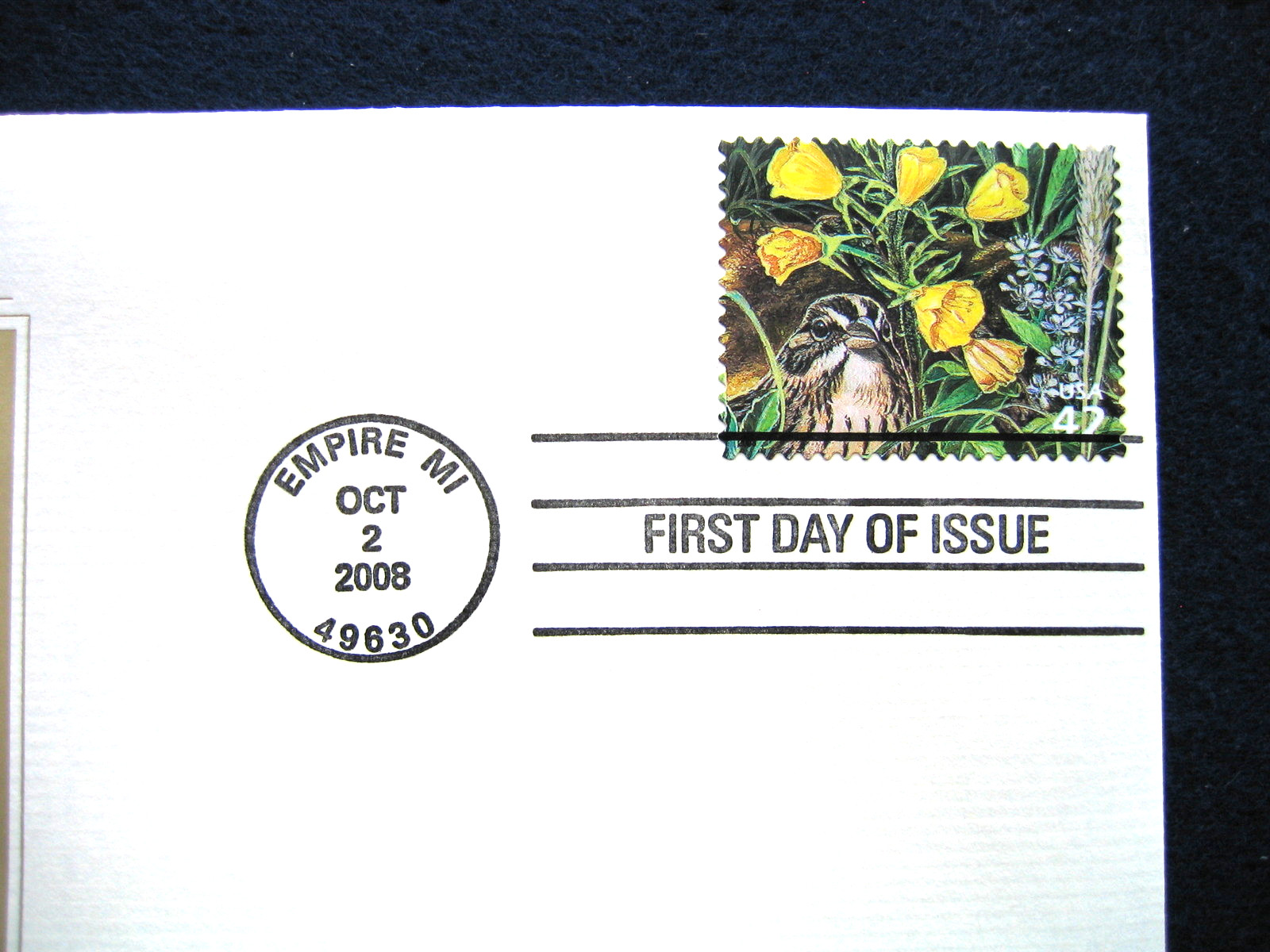 2008 Vesper Sparrow Evening Primrose Sand Cherry replica Gold Golden Cover Stamp