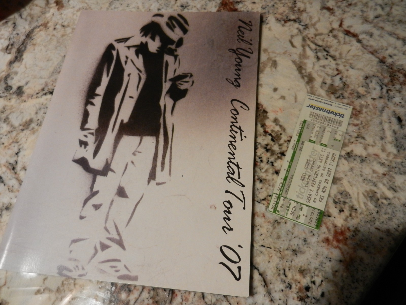 NEIL YOUNG 2007 Continental Tour Book / Chrome Dreams W/TICKET Shea's Buffalo NY