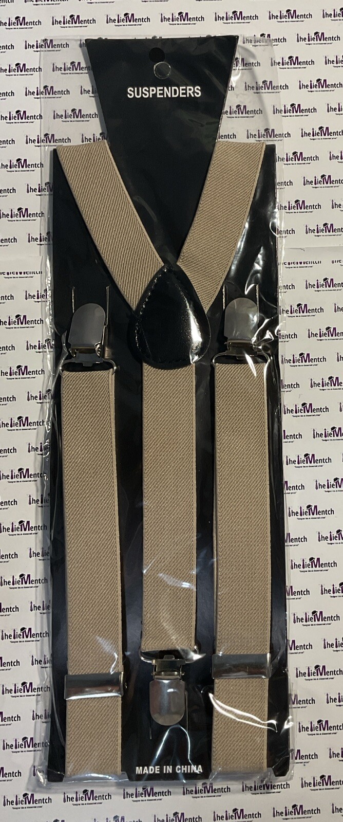 Unbranded Boys Beige Adjustable Clip-On Suspenders BRAND NEW