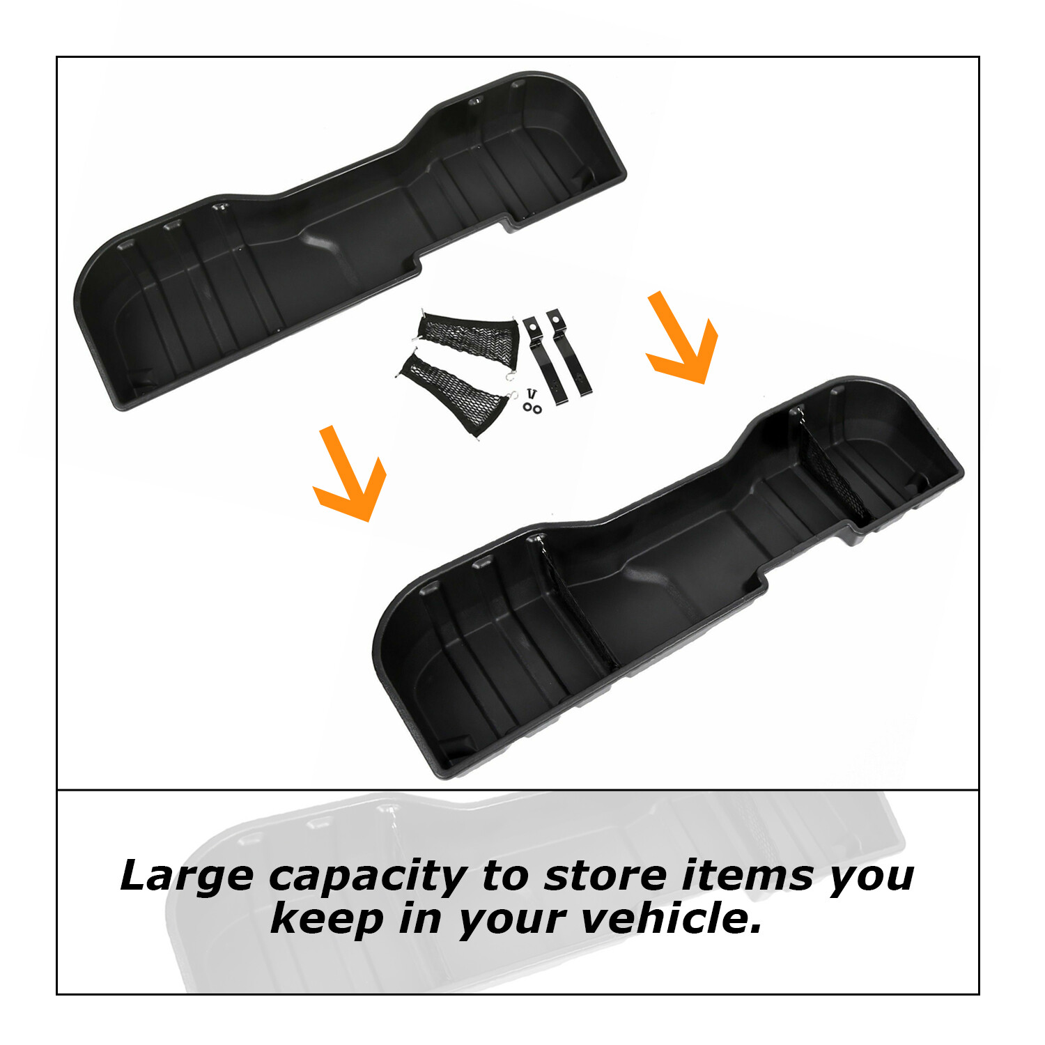Black Underseat Storage Box for 07-18 Chevy Silverado 07-19 GMC Sierra CREW CAB