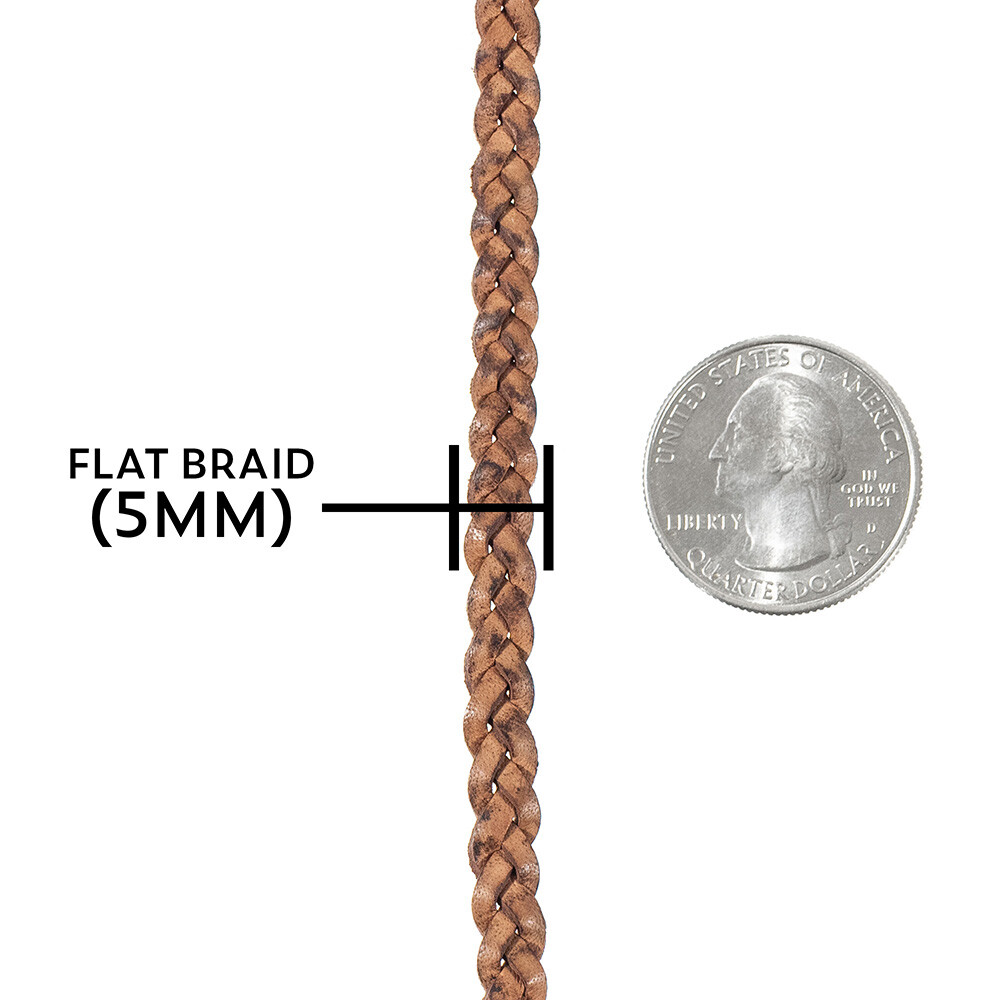Flat Braided Leather Cord - 5mm & 10mm Widths - 5, 10, 25 YD Lengths - 5 colors