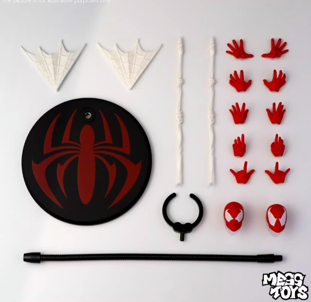 In Stock Mess Toys Spider-Man Scarlet Hero Blue Cloth Battle Suit Action Figure