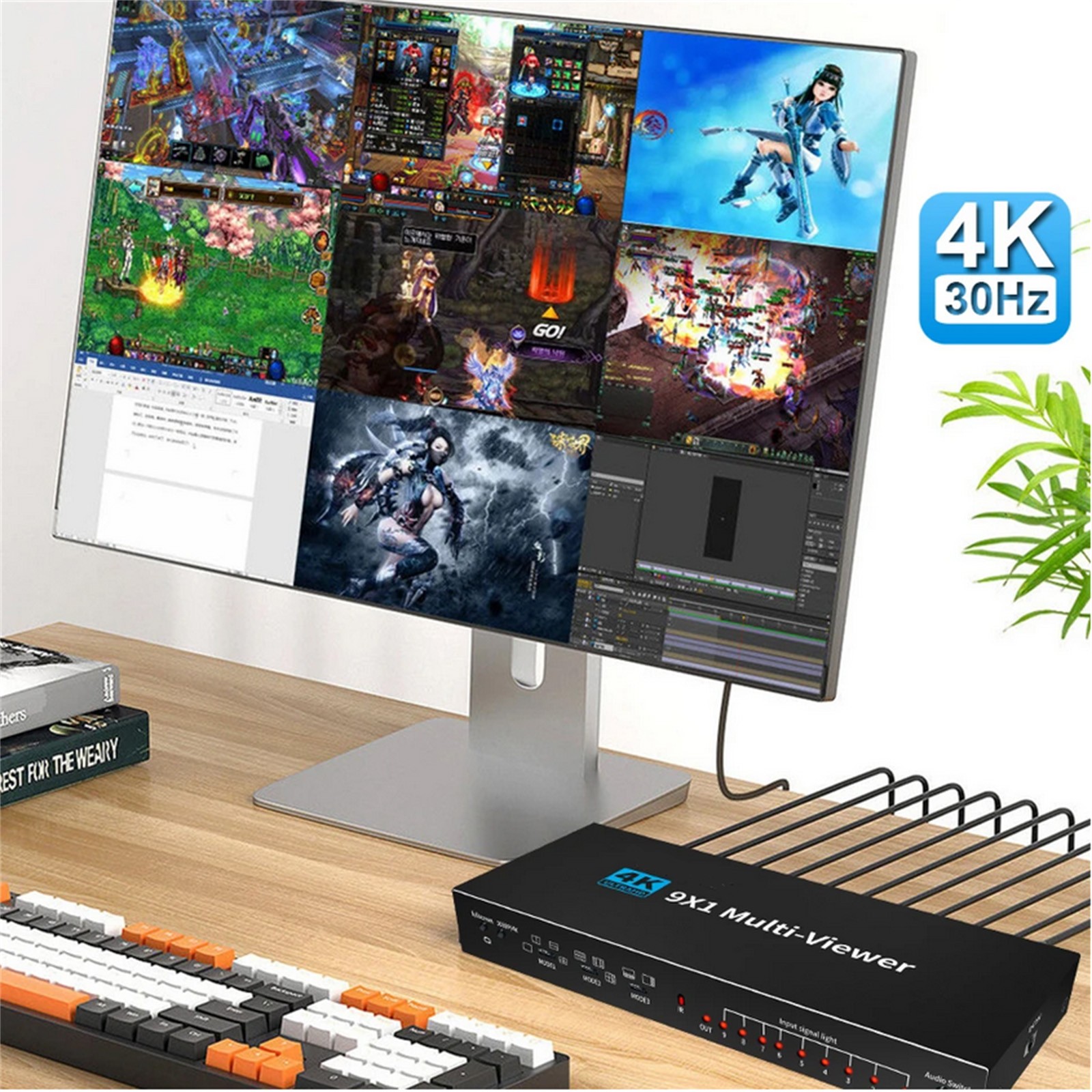 HDMI 9x1 Multiviewer 4K 30hz 9 In 1 Out 1080P Screen Multi-Viewer Switch Box