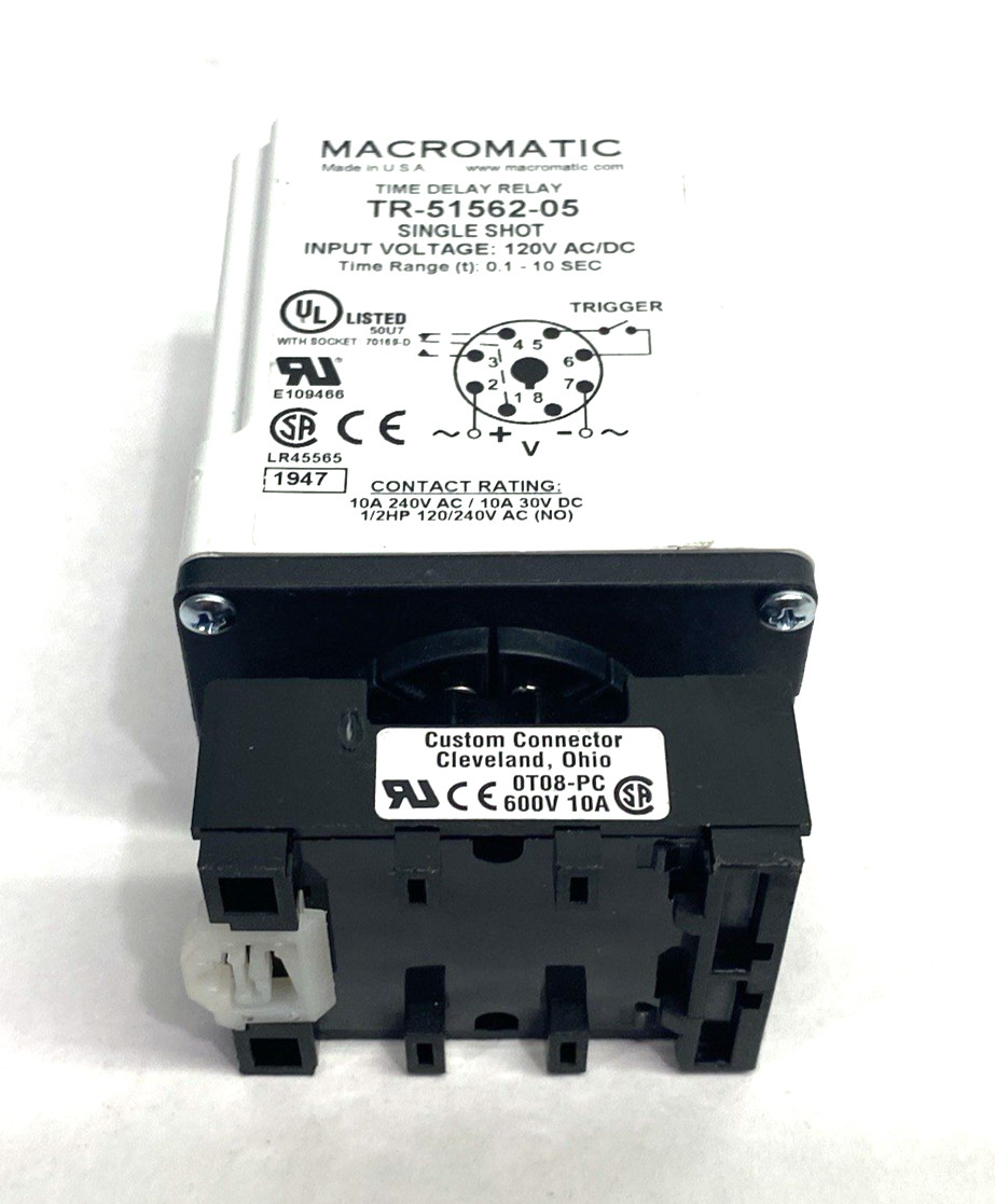 Macromatic TR-51562-05 Time Delay Relay, Single Shot, 0.1-10sec