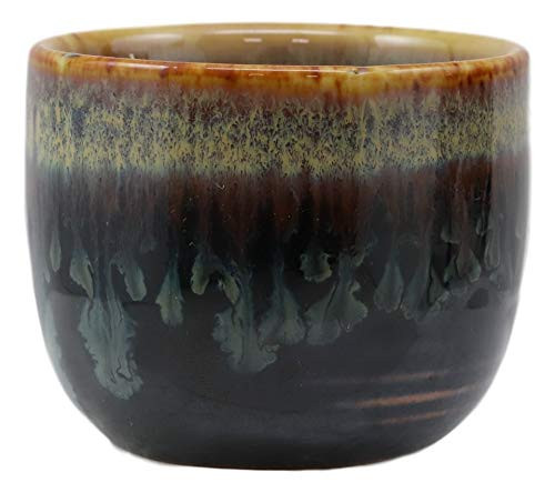Glazed Ceramic Brown And White Japanese Wine Ochoko Sake Cup Pack of 6 Cups